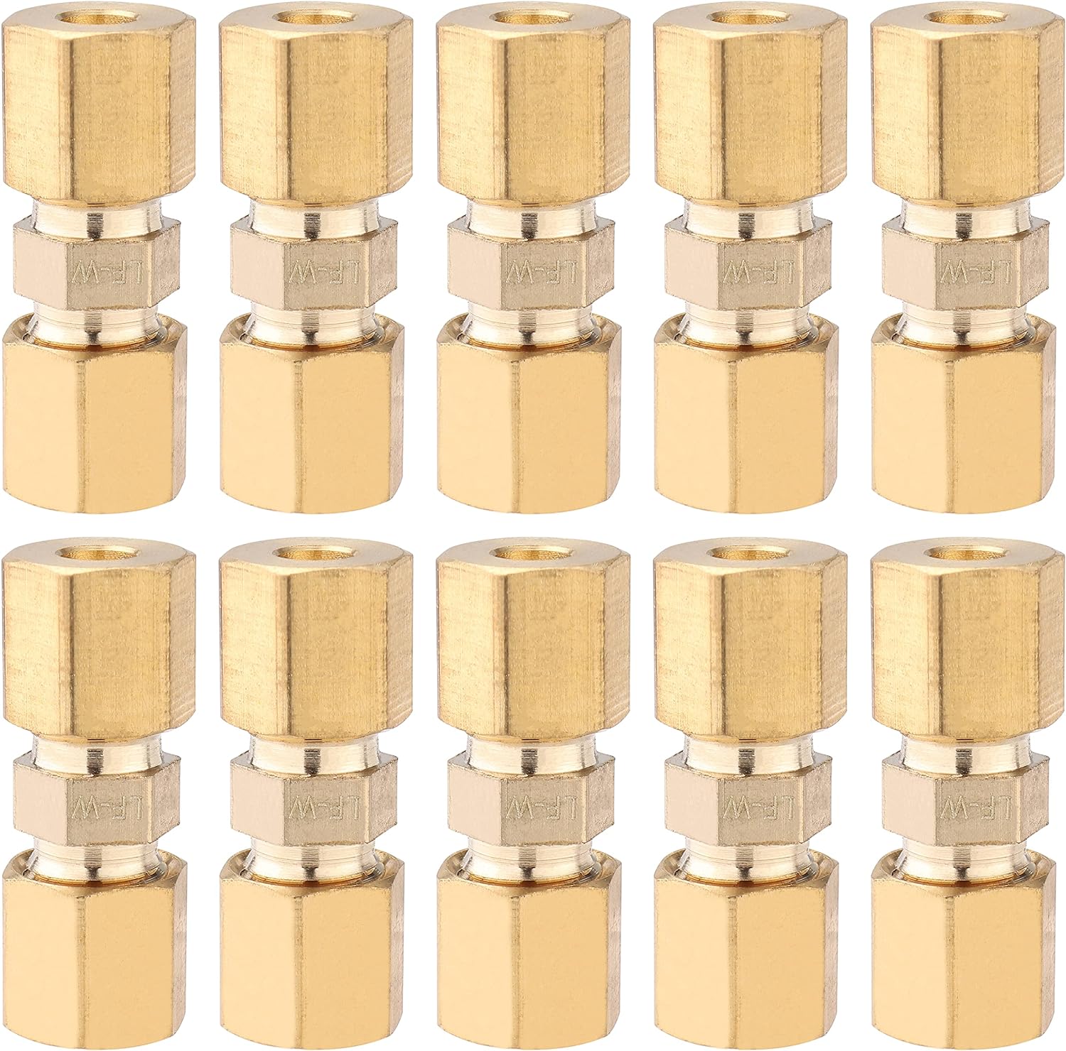 LTWFITTING LF 3/16-Inch OD Compression Union, Brass Compression Fitting (Pack of 10)