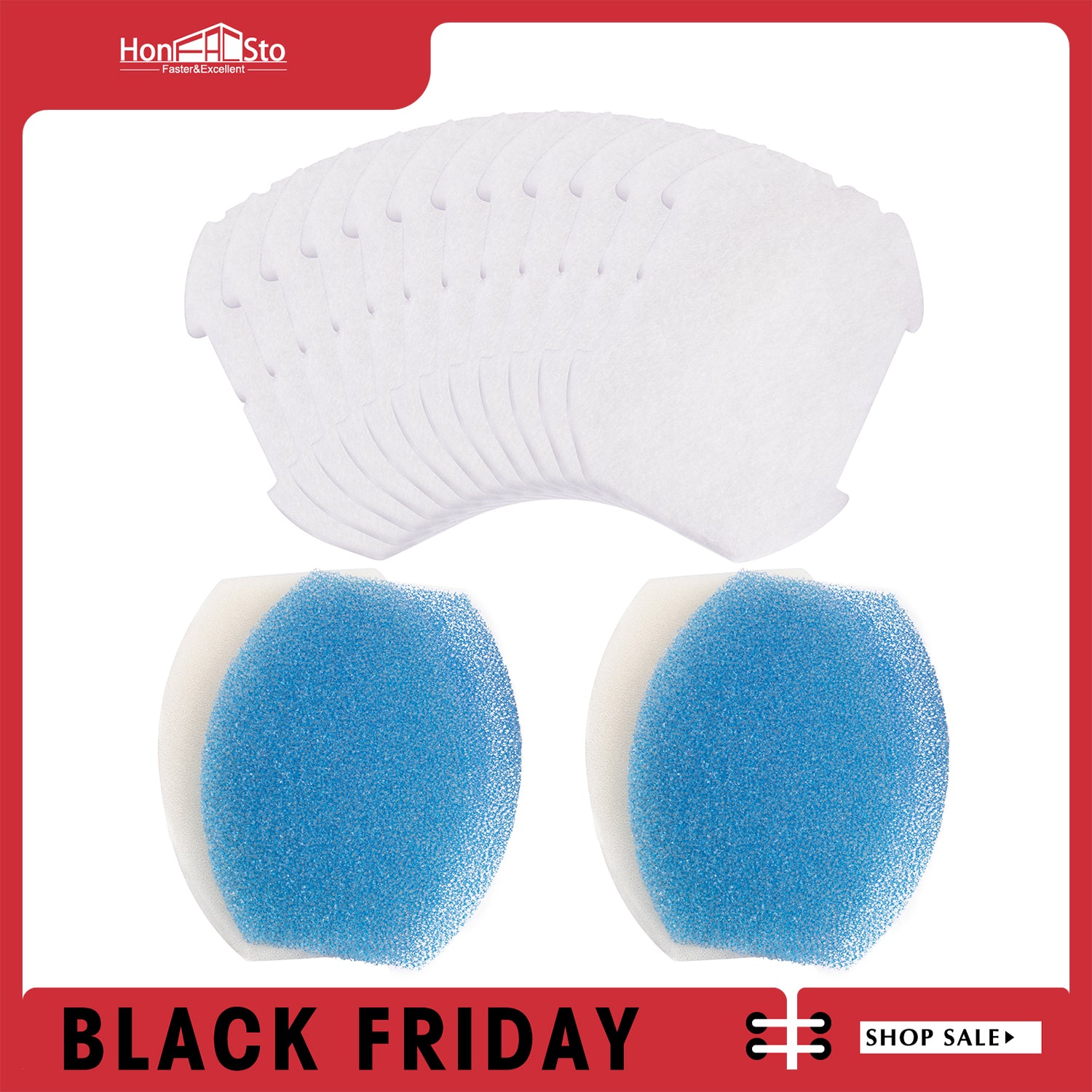 LTWHOME Replacement Foam Pads and Polymer Wool Pads Kit Fits for Blagdon Inpond 5 in 1 3000 Filter (Pack of 16)