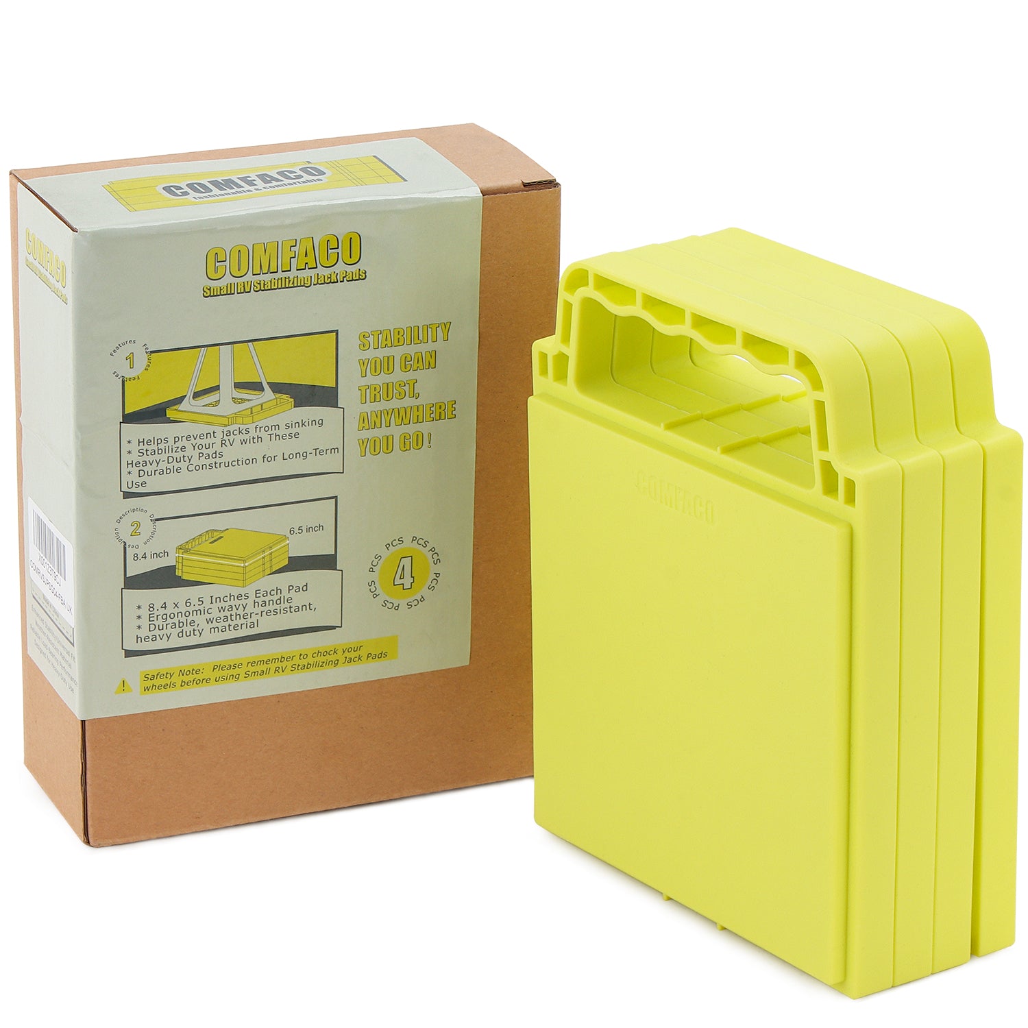 COMFACO RV Stabilizer Small Jack Pads Prevent Sinking into Soft Ground 6.5 Inch x 8.4 Inch