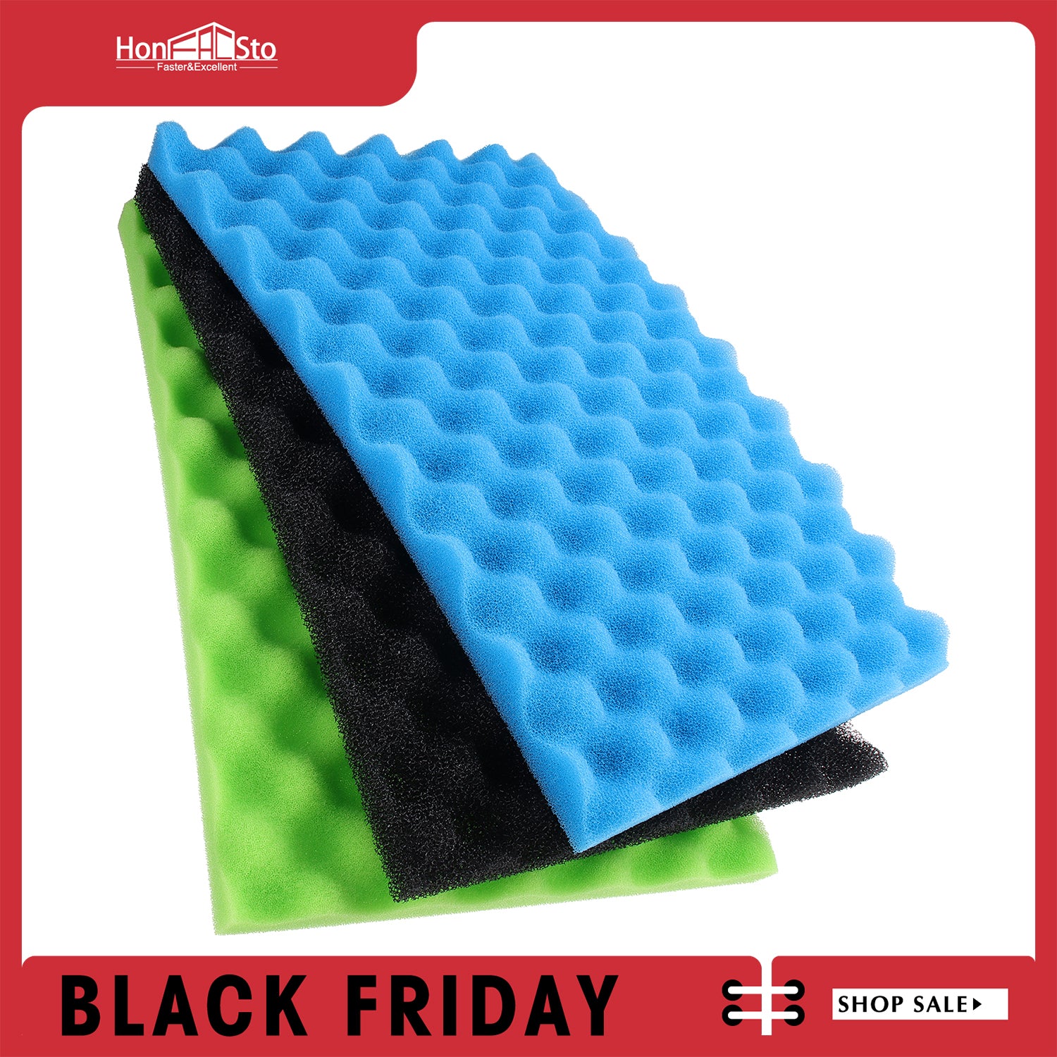 LTWHOME Fish Pond Foam Filter Sponge Set 17 Inch X 11 Inch Media (Pack of 1 Set)