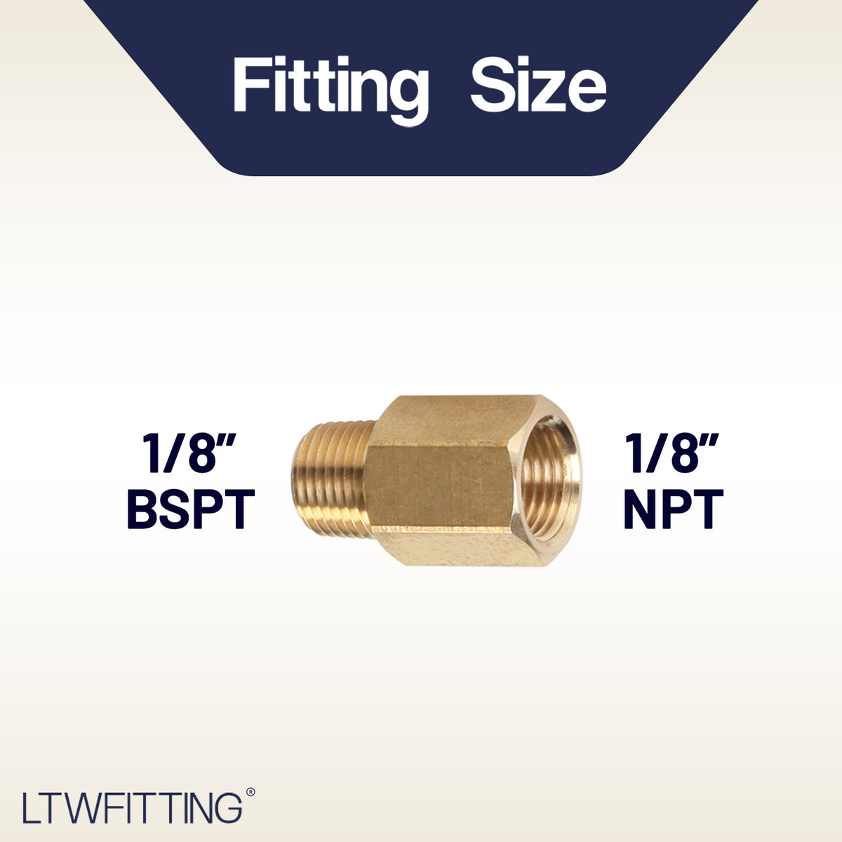 LTWFITTING Brass Pipe 1/8 inch BSPT Male x 1/8 Inch NPT Female Adapter (Pack of 5)