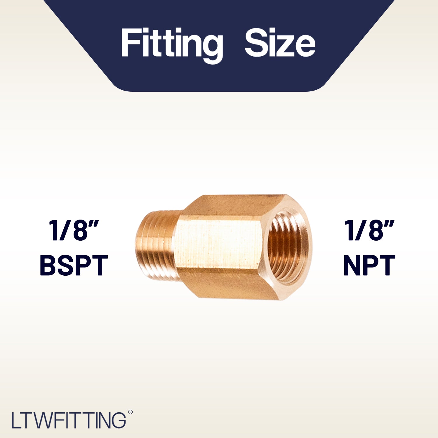 LTWFITTING Brass Pipe 1/8 inch BSPT Male x 1/8 Inch NPT Female Adapter (Pack of 500)