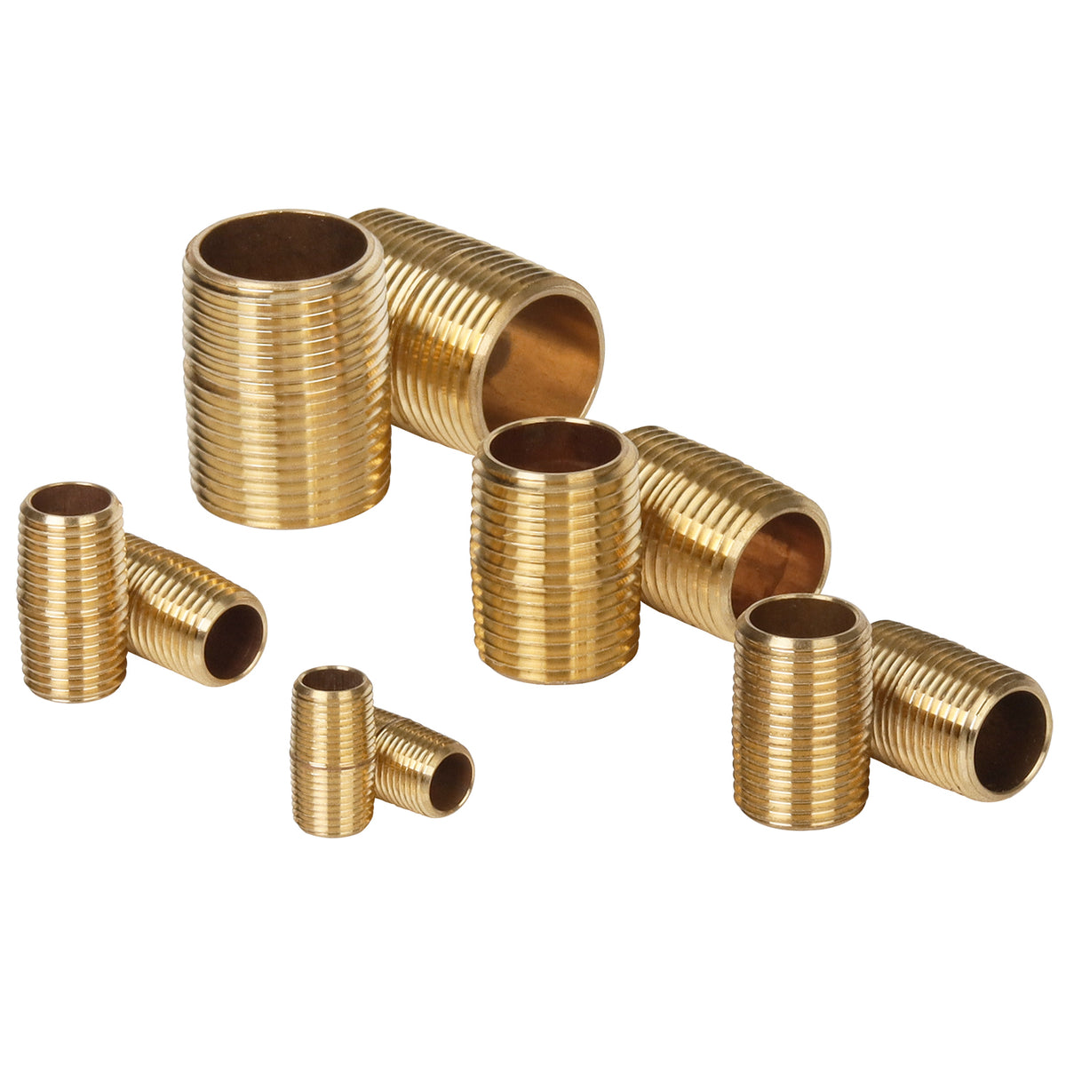 LTWFITTING Brass Close Nipple Kit 1/8,1/4,3/8,1/2,3/4-Inch NPT Male(10pcs)