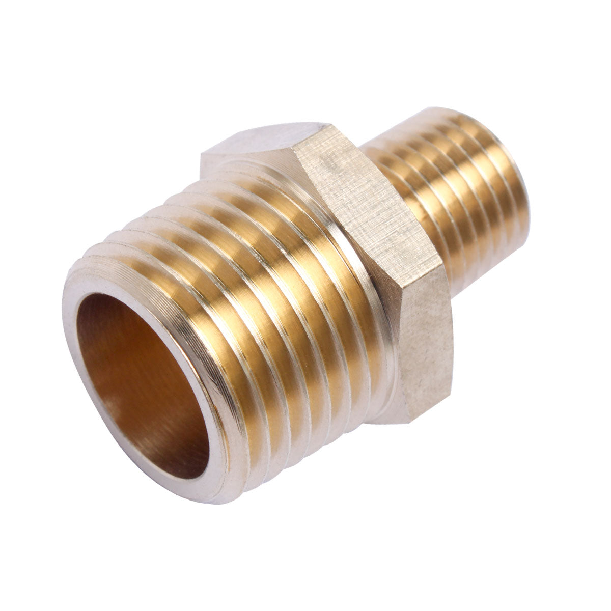 LTWFITTING Brass Pipe Hex Reducing Nipple Fitting 1/2-Inch x 1/4-Inch Male NPT(Pack of 5)