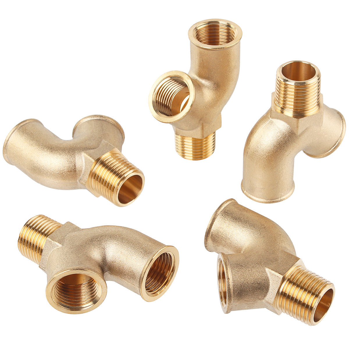 LTWFITTING Brass Y shaped 1/2" NPT Female x 1/2" NPT Female x 1/2" NPT Male Pipe Fitting Adapter Connector Water Boat (Pack of 5)
