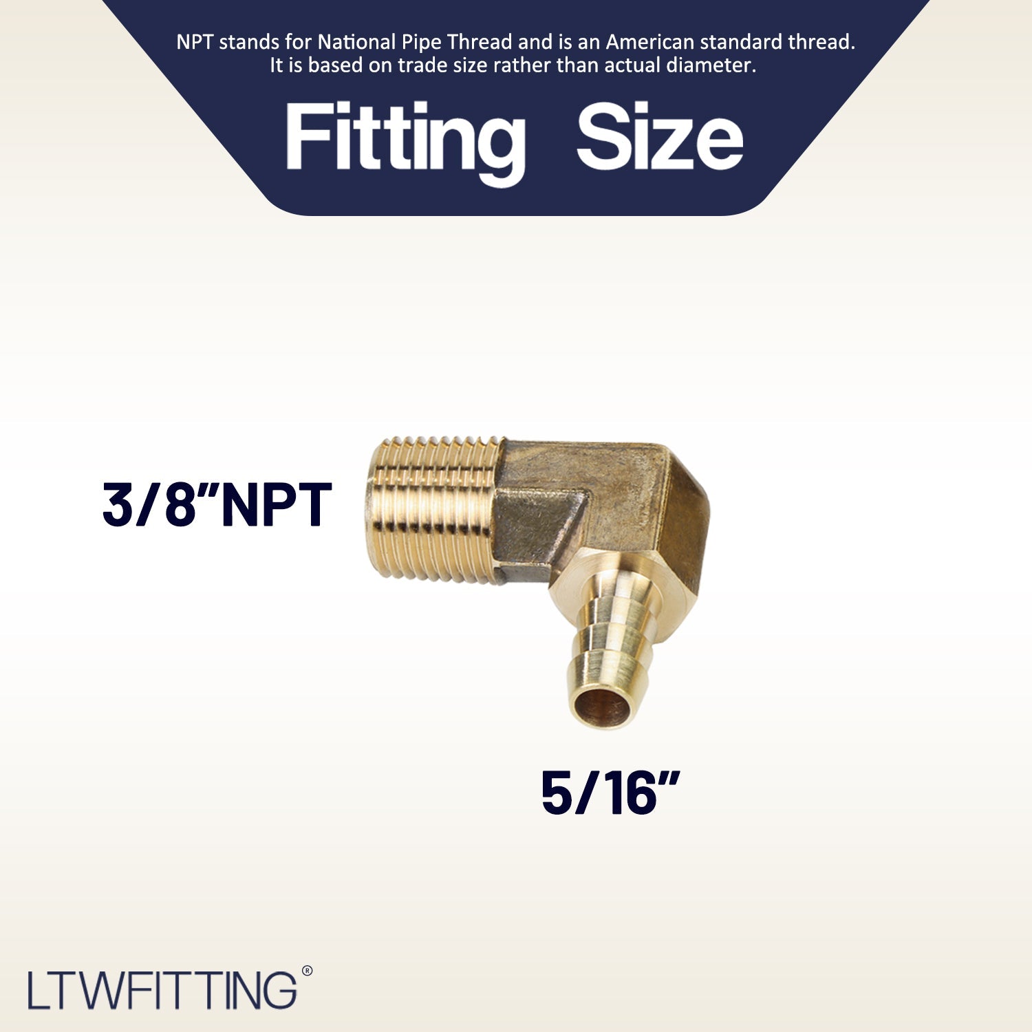 LTWFITTING 5/16 ID Hose x 3/8-Inch Male NPT 90 Degree Elbow Brass Barb Fitting (Pack of 5)
