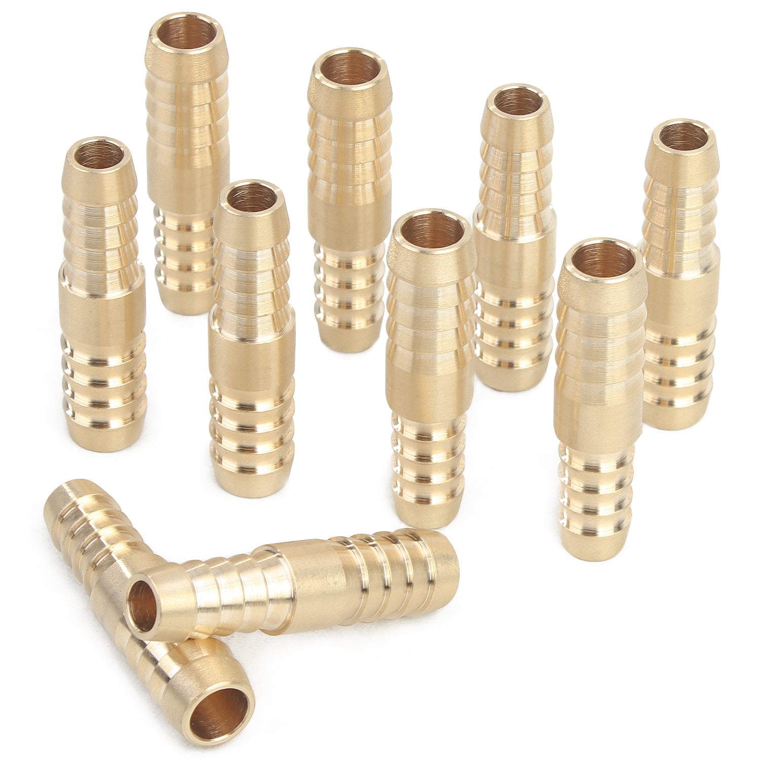 LTWFITTING Brass Barb Hose 3/8-Inch x 5/16-Inch ID Hose Reducing Splicer Mender Fitting (Pack of 10)