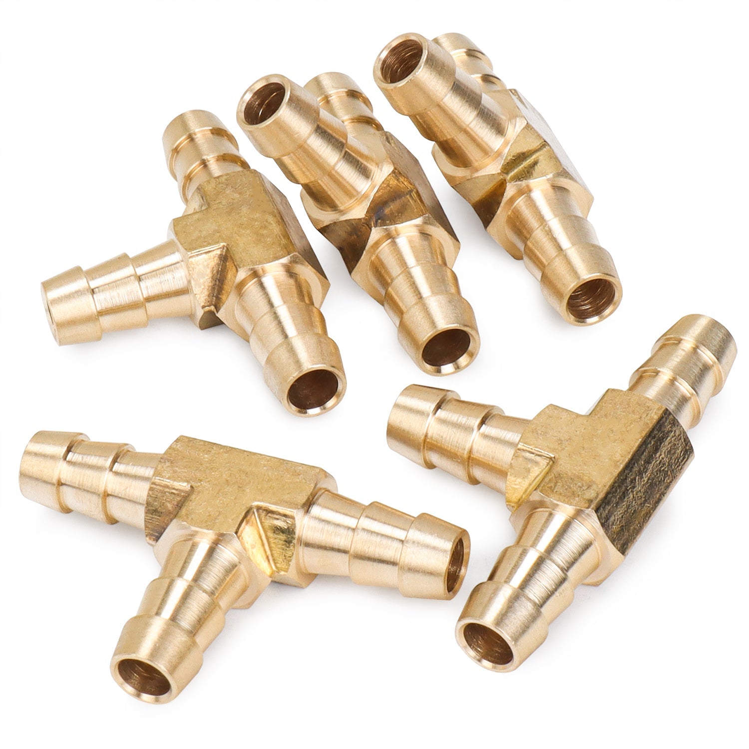 LTWFITTING Brass Barb Tee Fitting 5/16 inch / 8 mm ID Hose (Pack of 5)