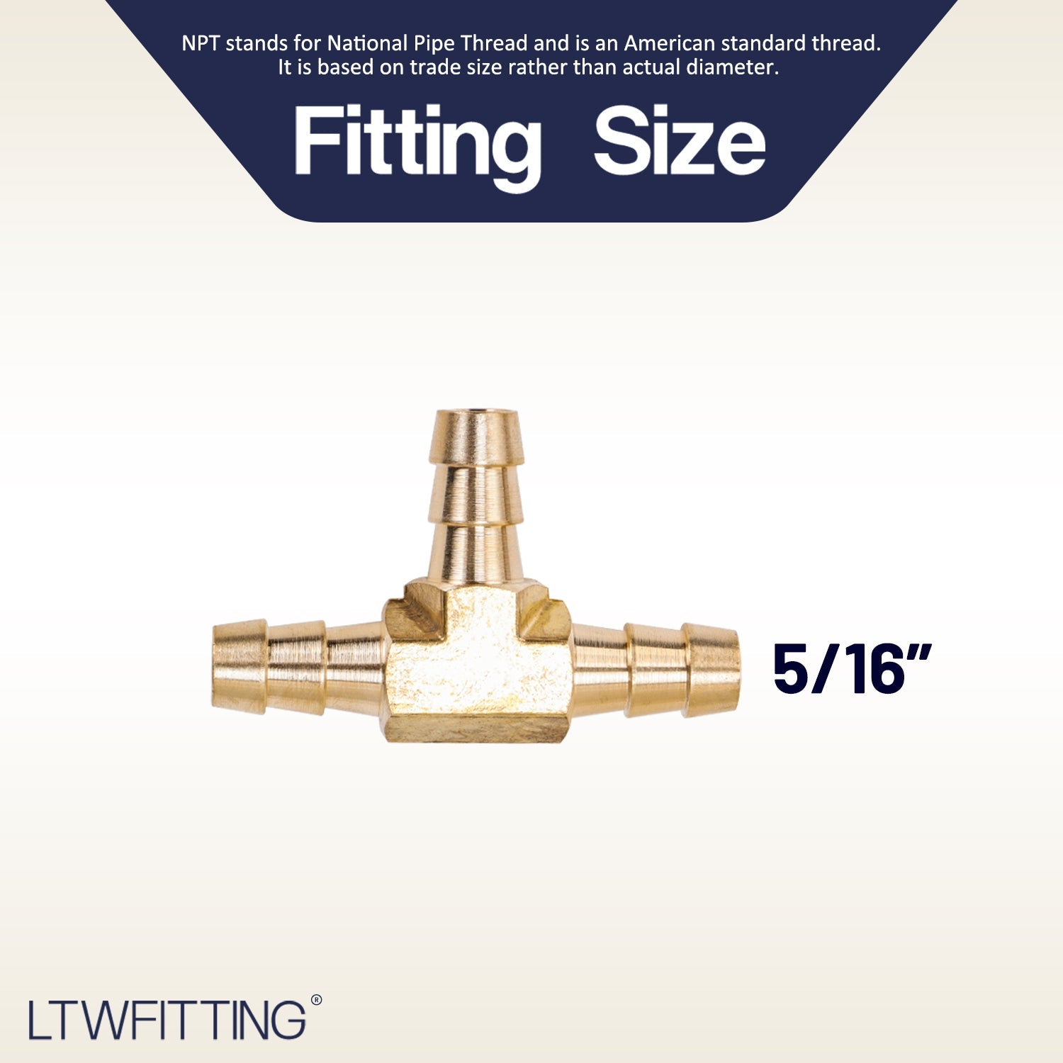 LTWFITTING Brass Barb Tee Fitting 5/16 inch / 8 mm ID Hose (Pack of 25)