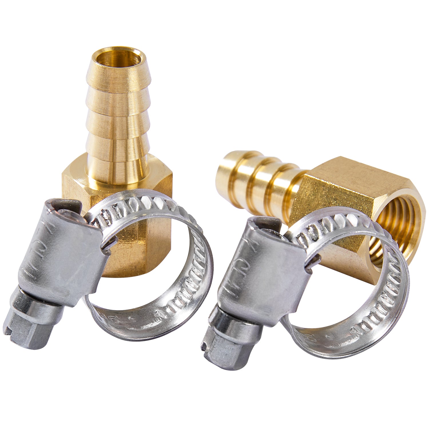 LTWFITTING 2 Sets Repair Kit Brass 3/8 Inch ID Hose x 1/4 Inch Female NPT Barb Connector with 3/8- 5/8 Inch (10-16mm) SS316 Hose Clamp for Air Compressor