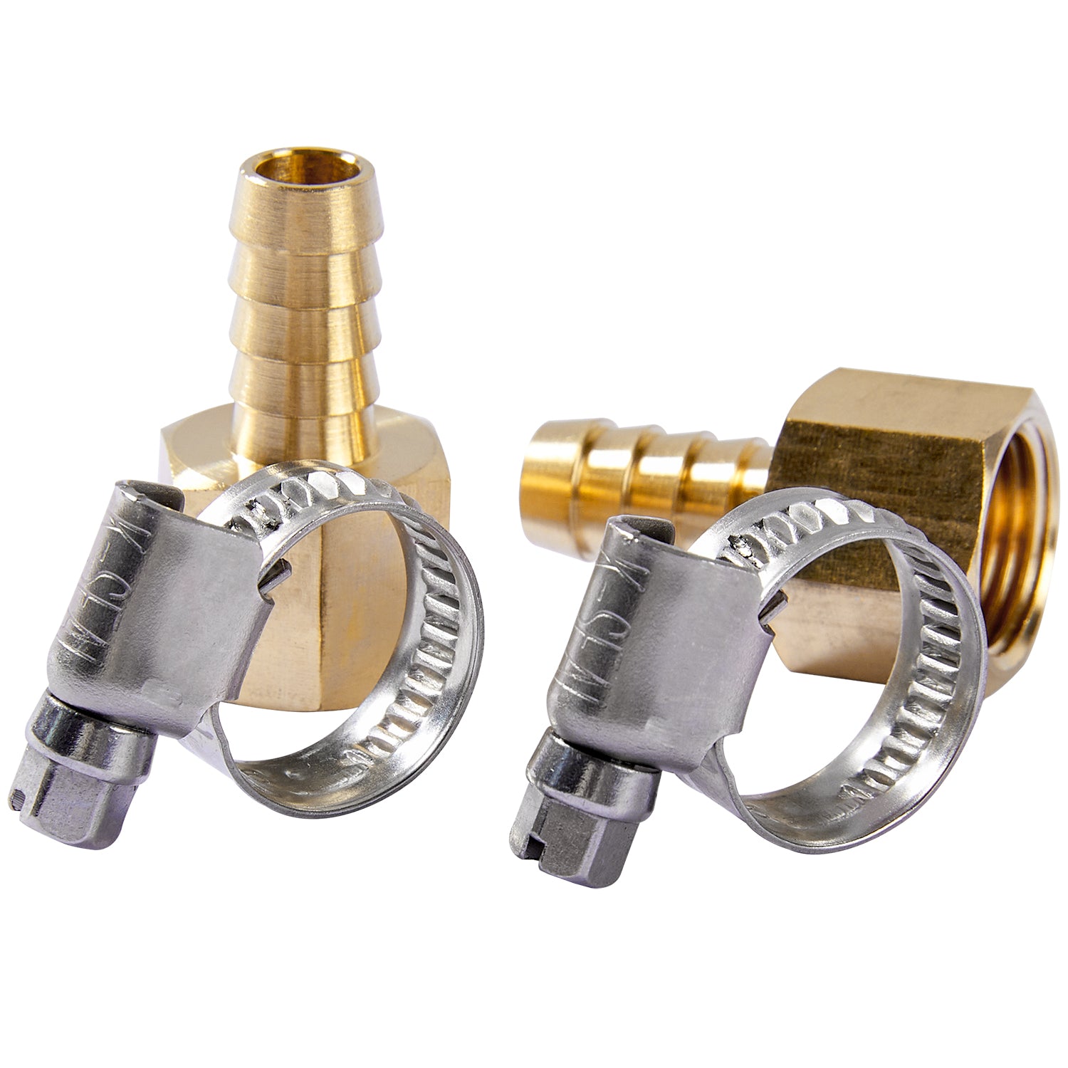 LTWFITTING 2 Sets Repair Kit Brass 3/8 Inch ID Hose x 3/8 Inch Female NPT Barb Connector with 3/8- 5/8 Inch (10-16mm) SS316 Hose Clamp for Air Compressor