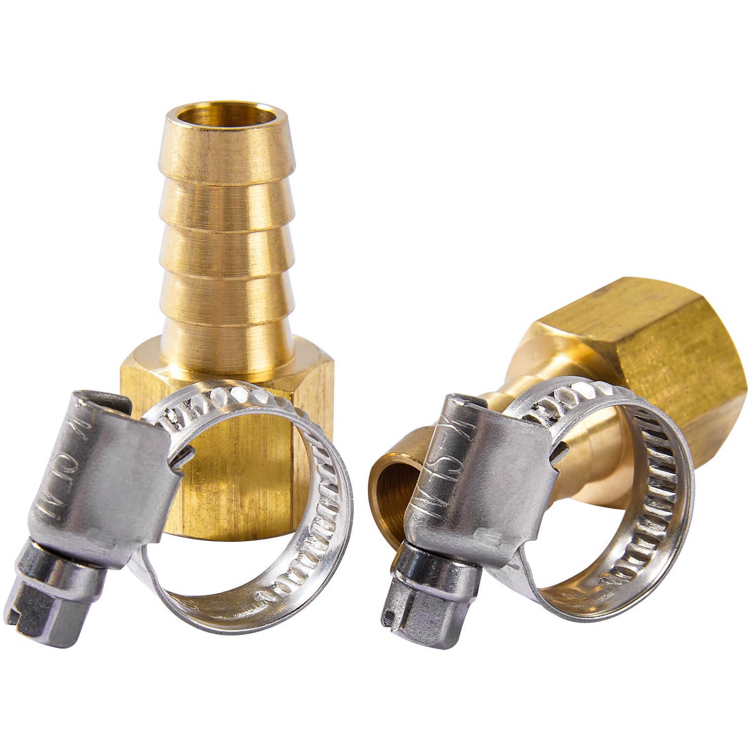 LTWFITTING 2 Sets Repair Kit Brass 1/2 Inch ID Hose x 1/2 Inch Female NPT Barb Connector with 3/8- 5/8 Inch (10-16mm) SS316 Hose Clamp for Air Compressor