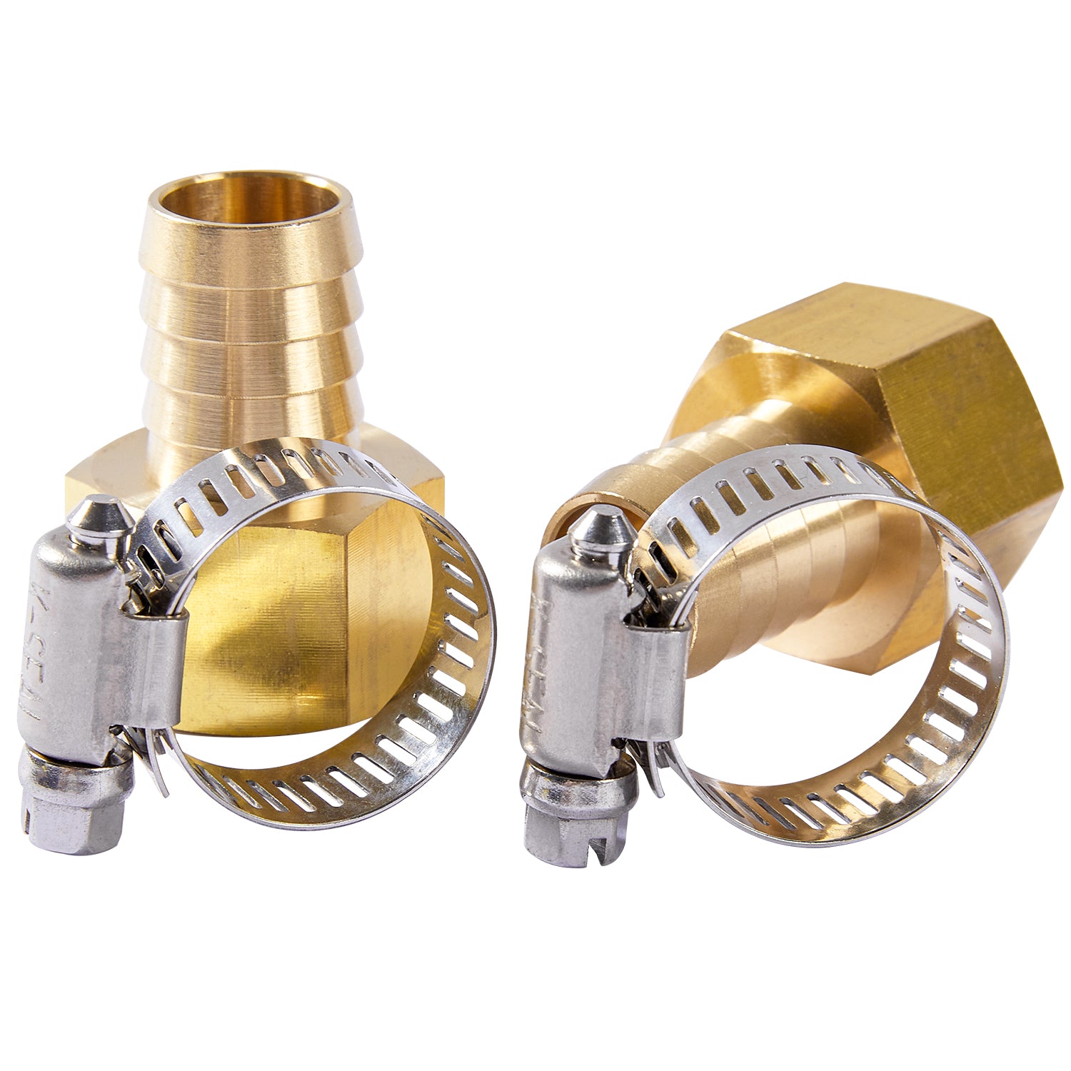 LTWFITTING 2 Sets Repair Kit Brass 3/4 Inch ID Hose x 3/4 Inch Female NPT Barb Connector with 9/16 -1-1/8 Inch (14-27mm) SS316 Hose Clamp for Air Compressor