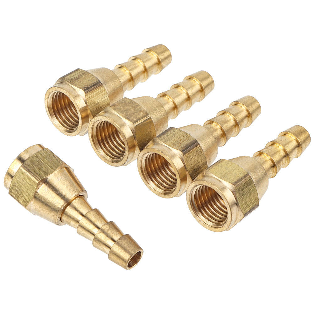 LTWFITTING Brass Flare Tube Fitting 1/4 Inch Hose ID x 1/4 Inch Female 45 Deg Swivel Nut Union (Pack of 5)