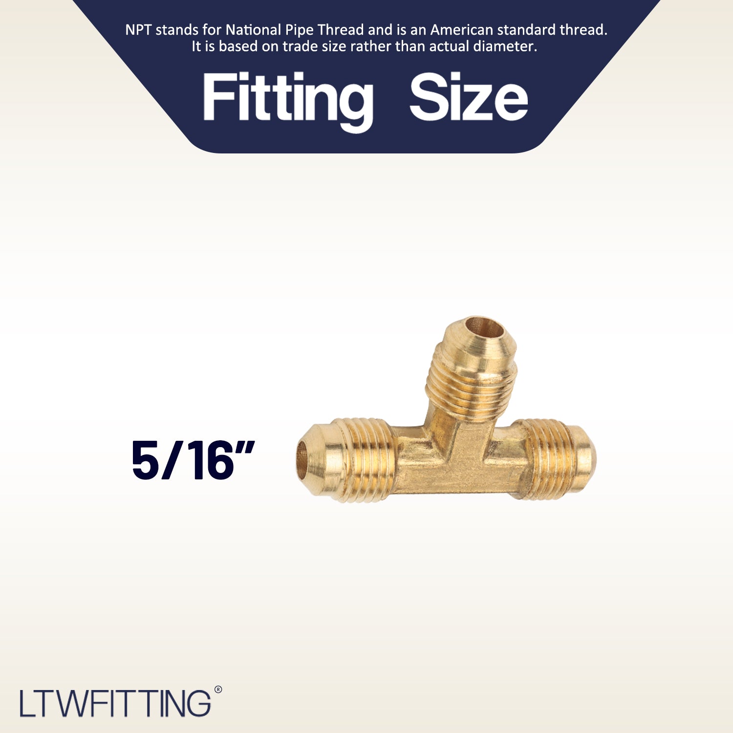 LTWFITTING Brass 5/16 Inch OD Flare Tee,Brass Flare Tube Fitting(Pakc of 200)
