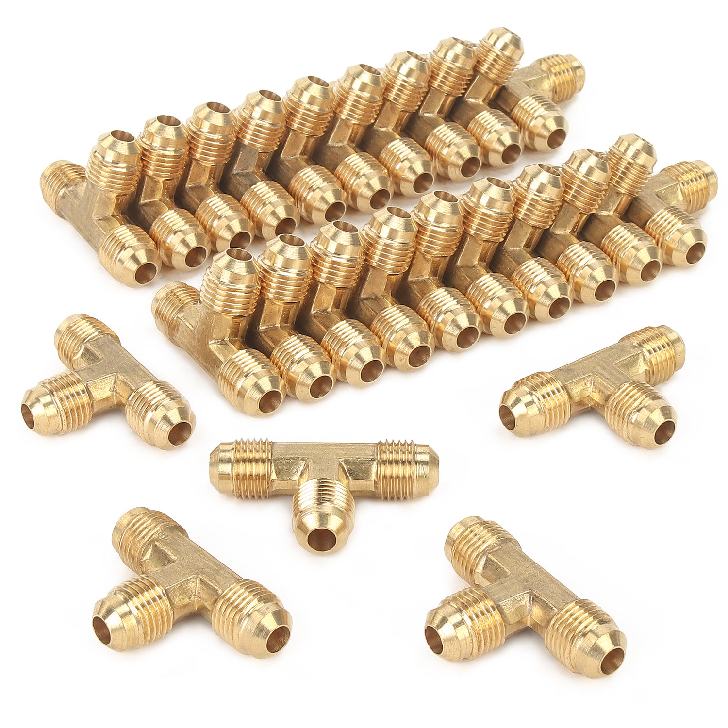 LTWFITTING Brass 5/16 Inch OD Flare Tee,Brass Flare Tube Fitting(Pakc of 25)