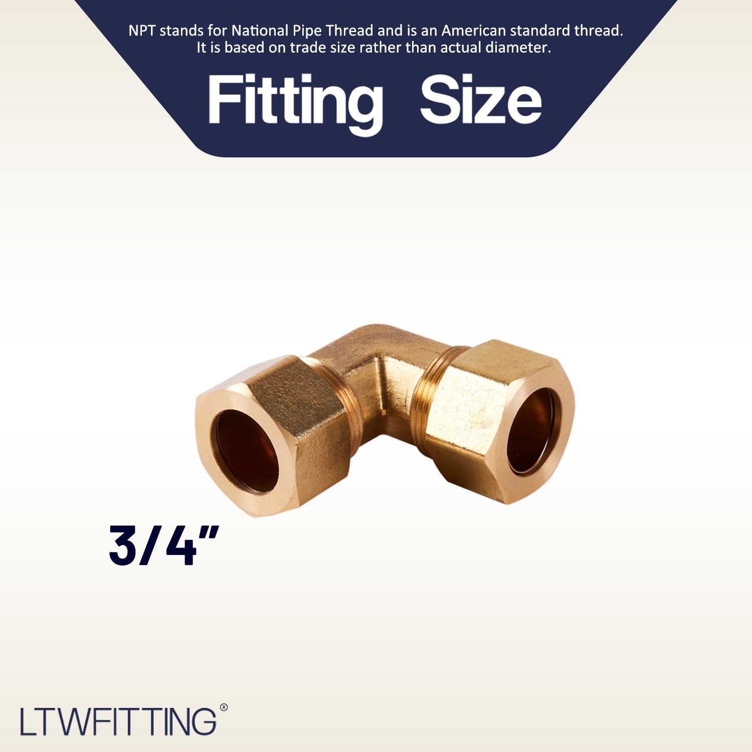 LTWFITTING 3/4 inch OD 90 Degree Compression Union Elbow, Brass Compression Fitting (Pack of 30)