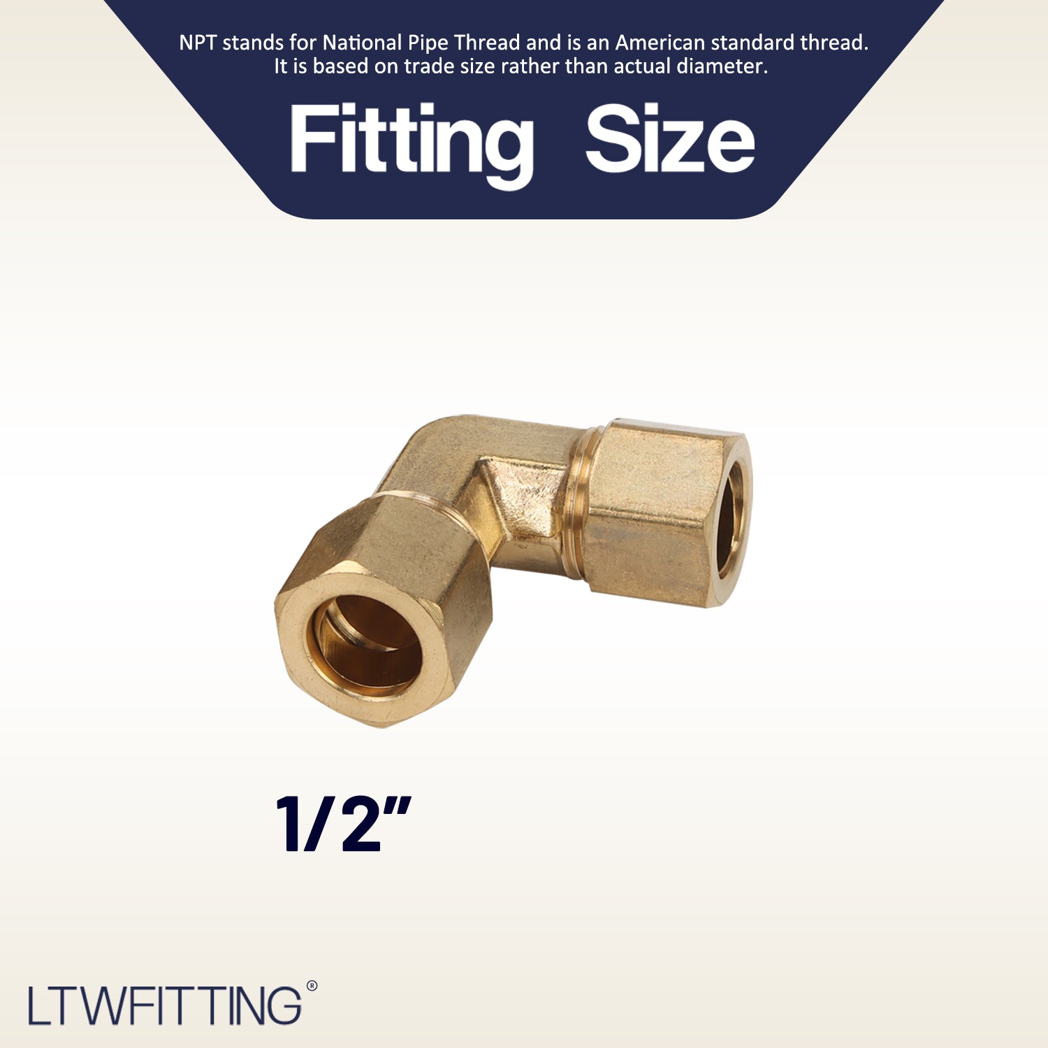 LTWFITTING 1/2-Inch OD 90 Degree Compression Union Elbow,Brass Compression Fitting(Pack of 20)