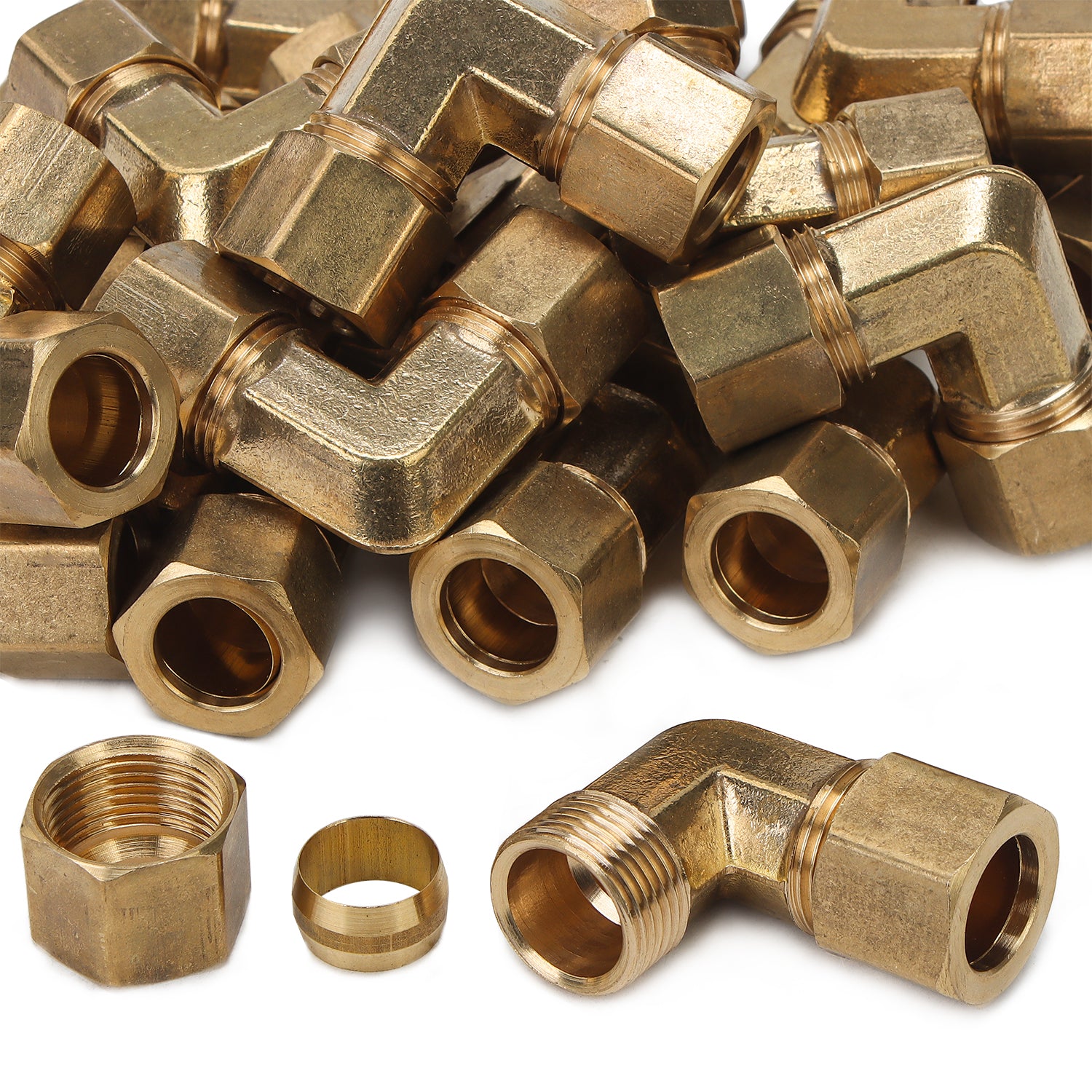 LTWFITTING 1/2-Inch OD 90 Degree Compression Union Elbow,Brass Compression Fitting(Pack of 20)