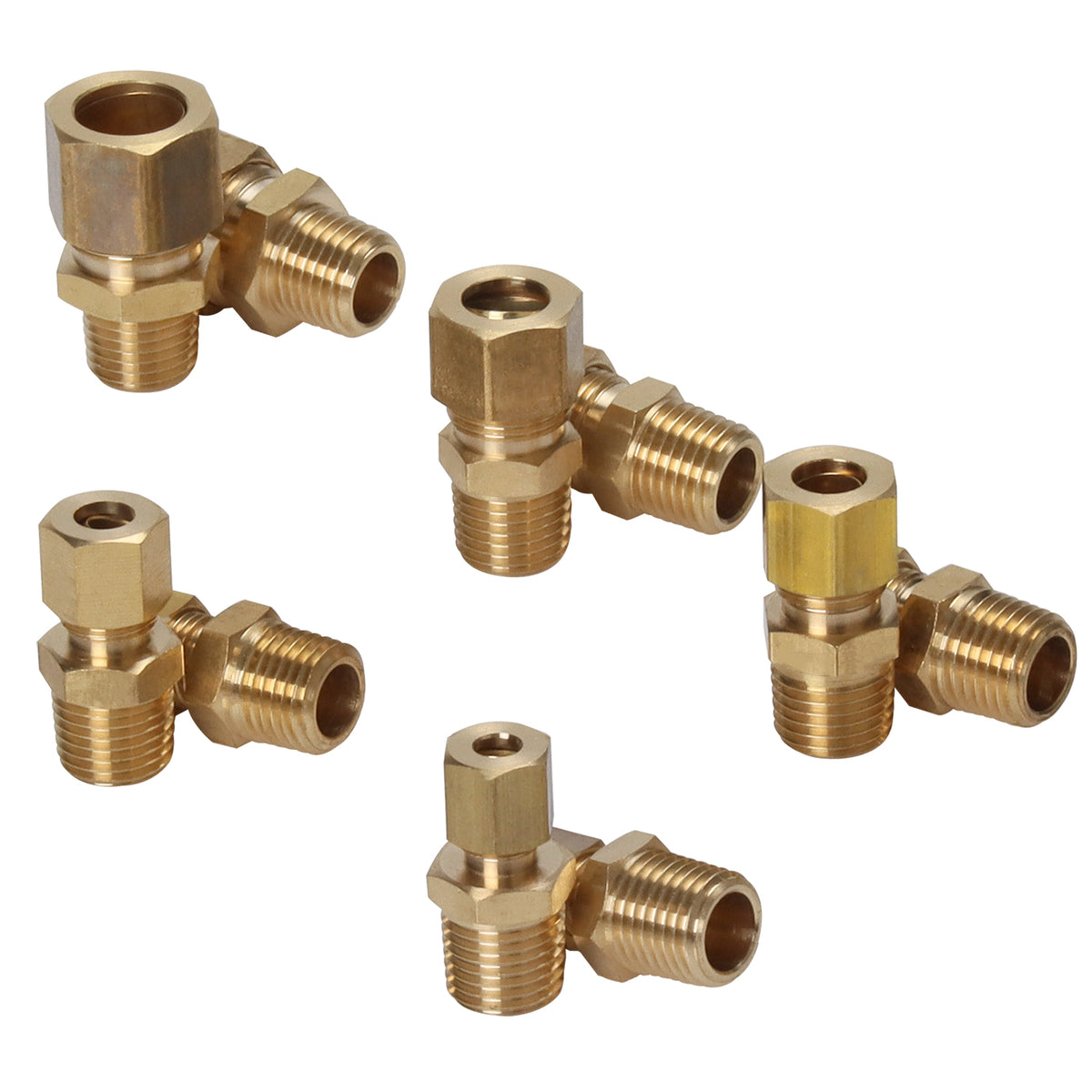 LTWFITTING Brass Compression Connector Kit(3/16, 1/4, 5/16, 3/8, 1/2)Tube OD x 1/4 Male NPT(10pcs)