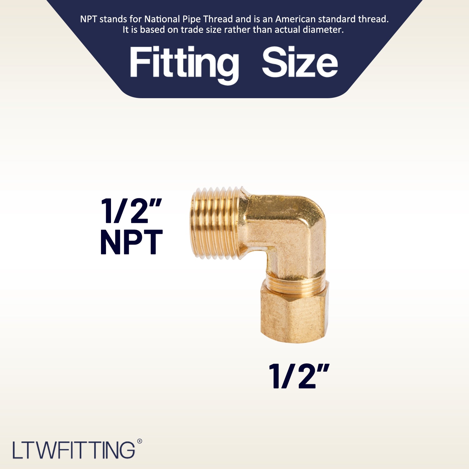 LTWFITTING 1/2-Inch OD x 1/2-Inch Male NPT 90 Degree Compression Elbow,Brass Compression Fitting(Pack of 20)