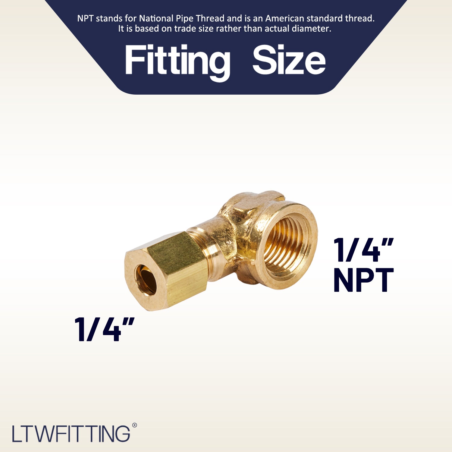 LTWFITTING 1/4-Inch OD x 1/4-Inch Female NPT 90 Degree Compression Elbow,Brass Compression Fitting(Pack of 5)