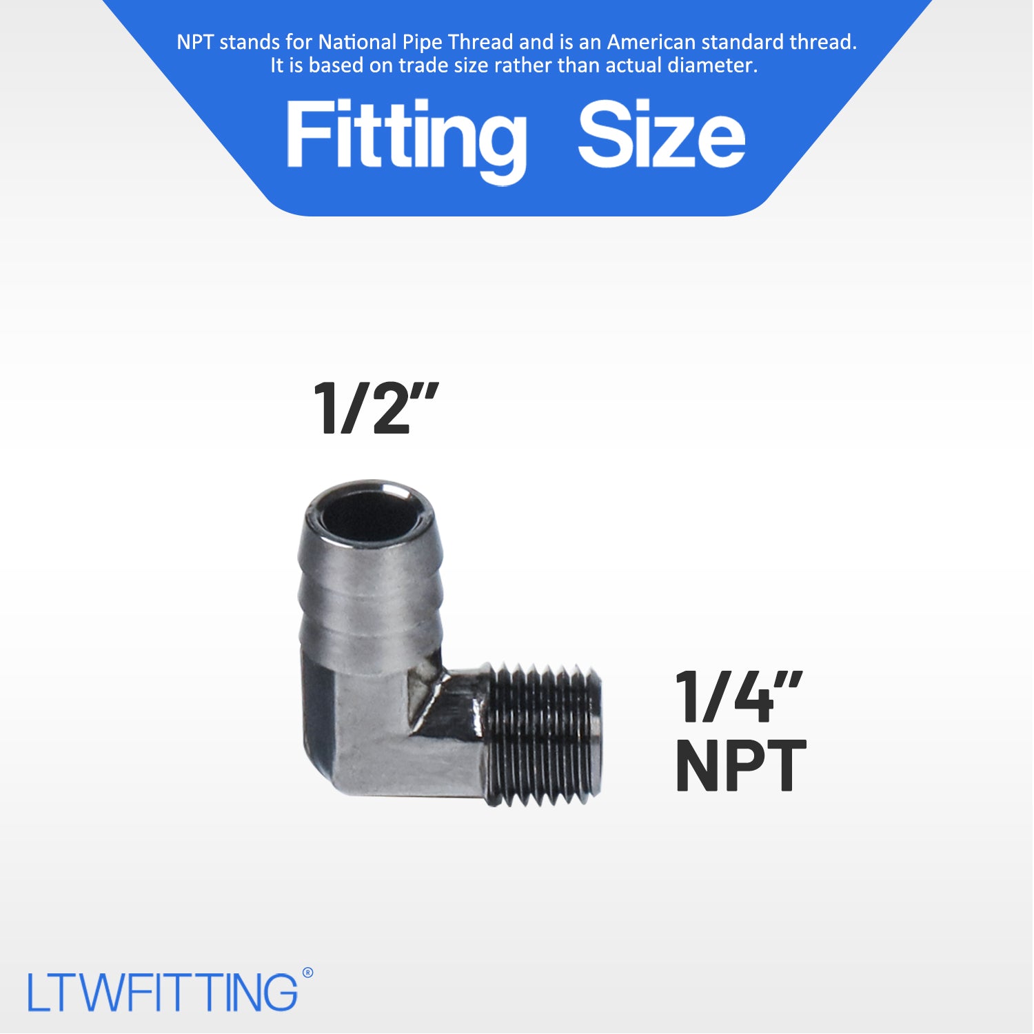 LTWFITTING Black Nickel Plating 90 Degree Elbow Brass Barb Fitting 1/2-Inch ID Hose x 1/4-Inch Male NPT (Pack of 200)