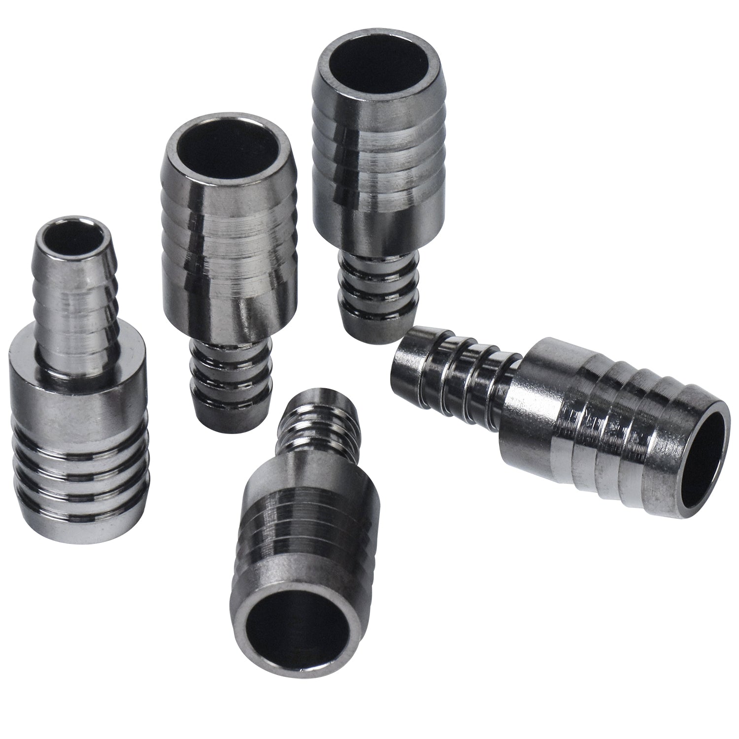 LTWFITTING Black Nickel Plating Brass Barbed Hose Reducing Splicer Mender 3/8-Inch ID Hose x 5/8-Inch ID Hose Fitting (Pack of 5)