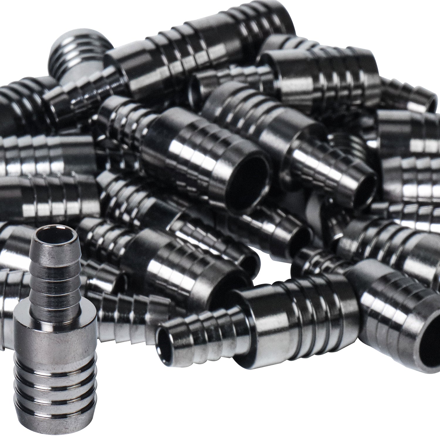 LTWFITTING Black Nickel Plating Brass Barbed Hose Reducing Splicer Mender 3/8-Inch ID Hose x 5/8-Inch ID Hose Fitting (Pack of 400)