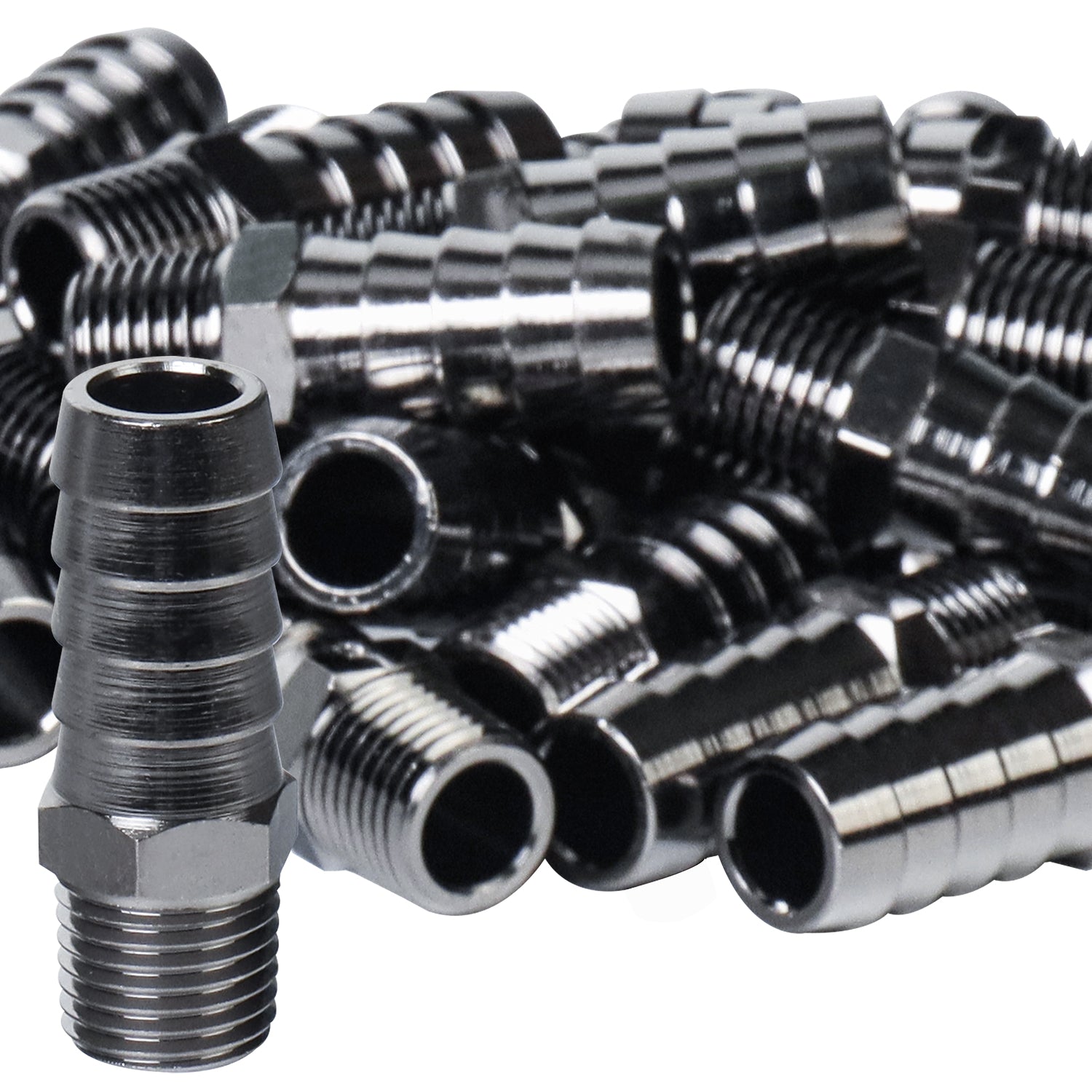 LTWFITTING Black Nickel Plating Brass Fitting Connector 1/2-Inch Hose Barb x 1/4-Inch NPT Male (Pack of 300)
