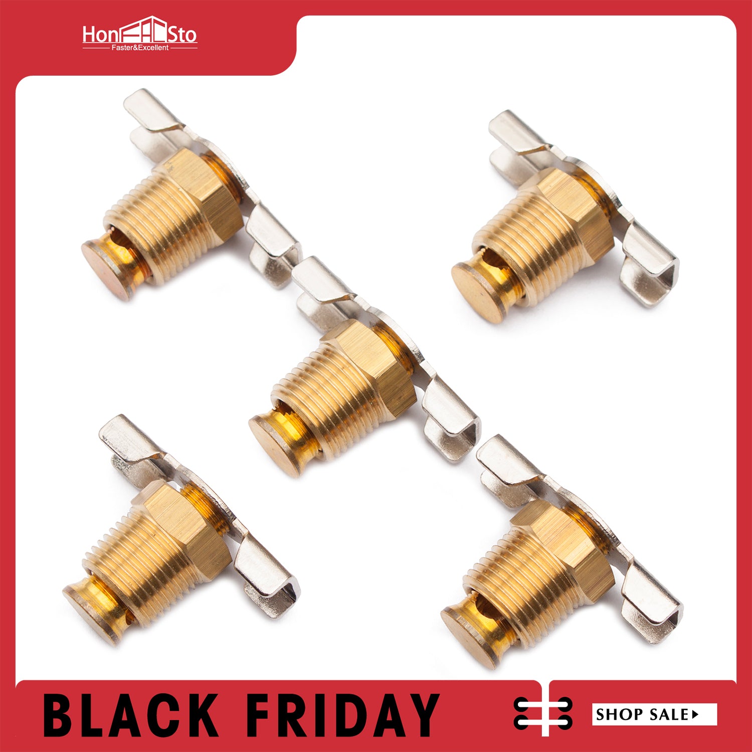 LTWFITTING New Brass Drain Cock 3/8 NPT Air Ride Suspension (Pack of 5)