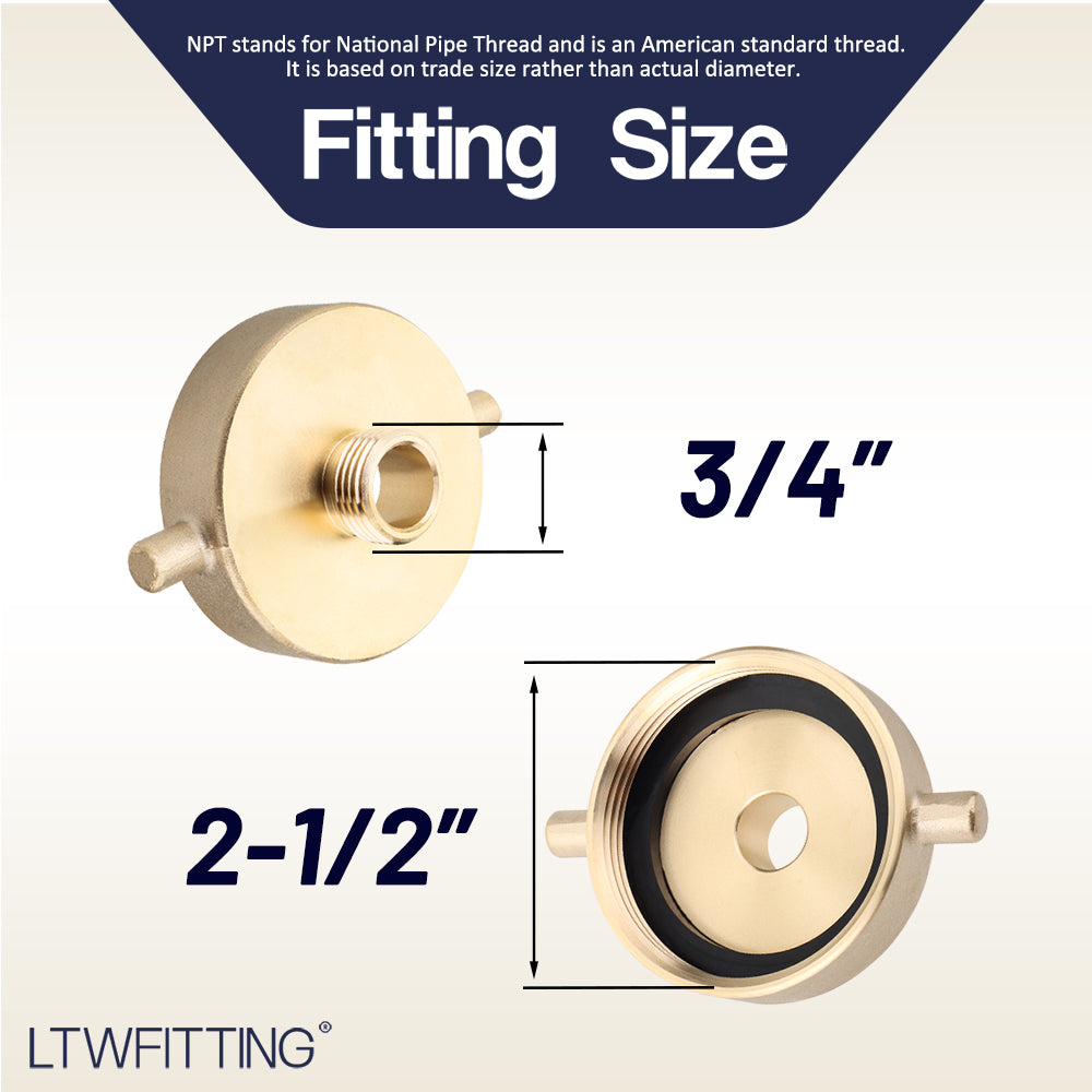 LTWFITTING Brass Fire Hydrant Adapter 2-1/2-Inch NST (NH) Female x 3/4-Inch GHT Male (Pack of 1)