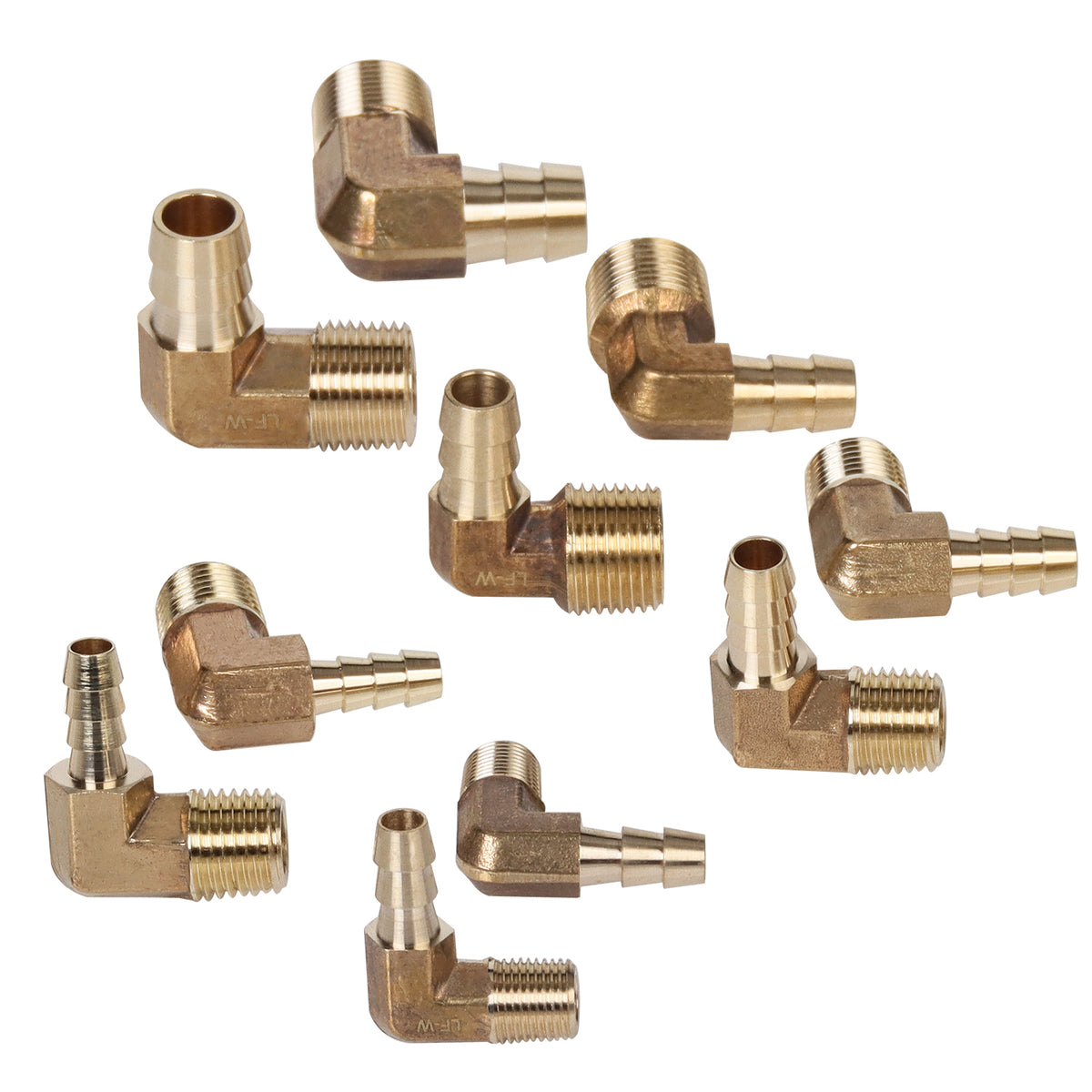 LTWFITTING Brass Hose Barb Elbow Kit Hose ID (1/4 to 1/2) x (1/8 to 3/8) Male NPT (10pcs)