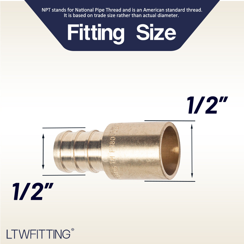 LTWFITTING Lead Free Brass PEX Adapter Fitting 1/2-Inch PEX x 1/2-Inch Male Sweat Adapter (Pack of 5)