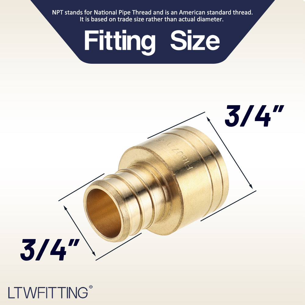 LTWFITTING Lead Free Brass 3/4-Inch PEX x 3/4-Inch Female Sweat Adapter (Pack of 5)