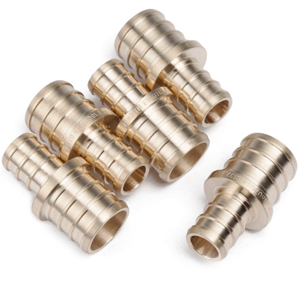 LTWFITTING Lead Free Brass PEX Crimp Fitting 1/2-Inch x 3/4-Inch PEX Reducing Coupling (Pack of 5)