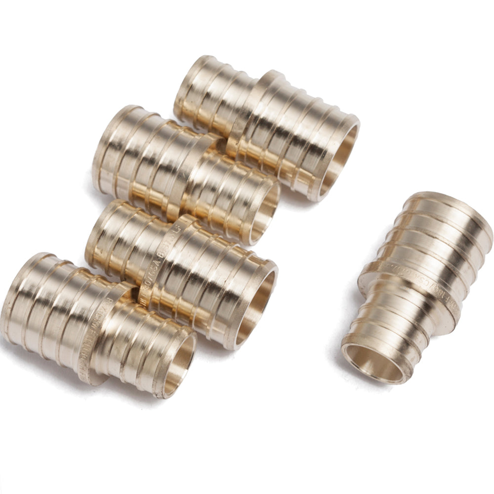 LTWFITTING Lead Free Brass PEX Crimp Fitting 3/4-Inch x 1-Inch PEX Reducing Coupling (Pack of 5)