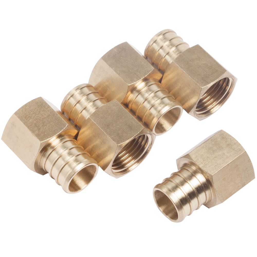 LTWFITTING Lead Free Brass 3/4-Inch PEX x 1/2-Inch Female NPT Adapter, Brass Crimp PEX Fitting (Pack of 5)