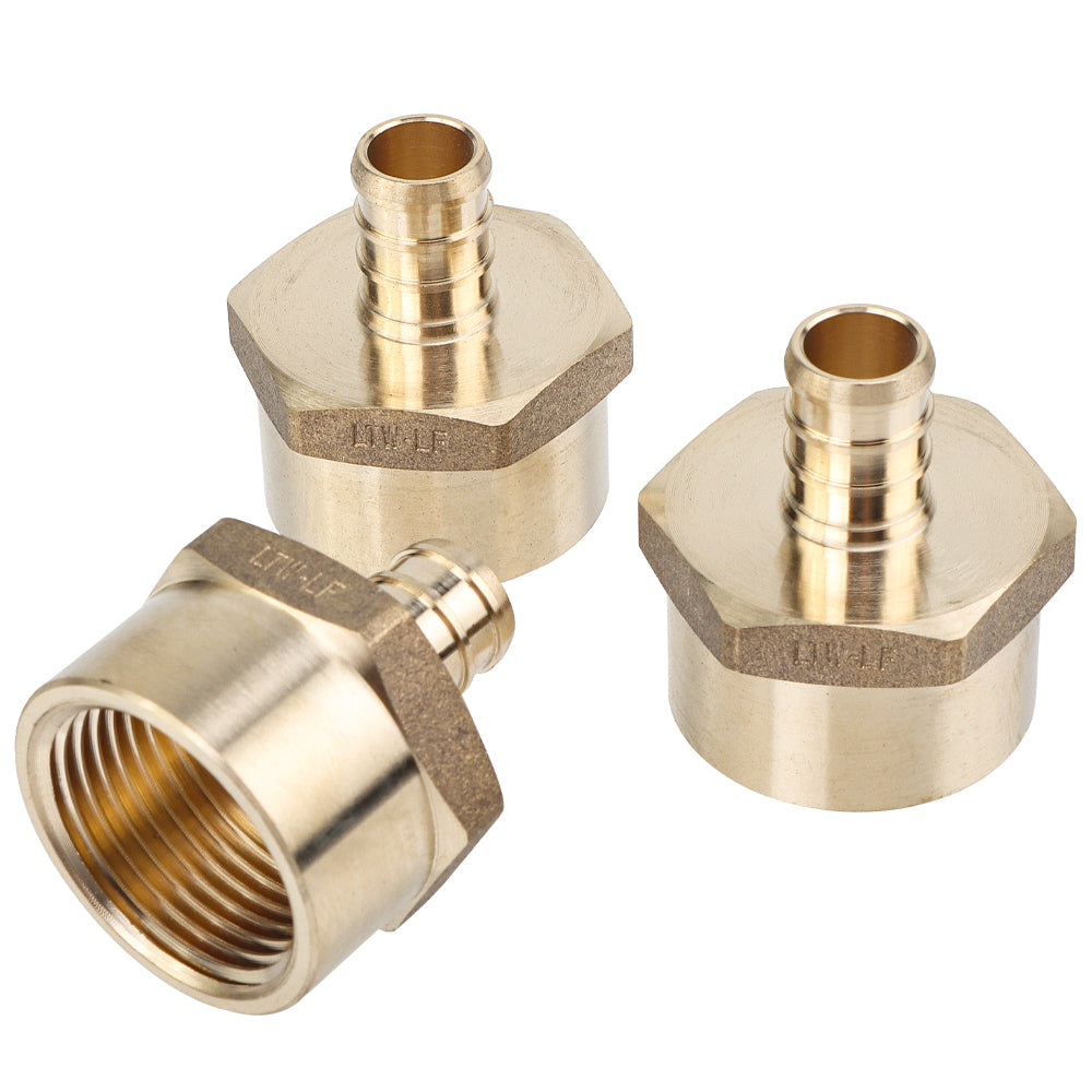 LTWFITTING Lead Free 1/2-Inch PEX x 3/4-Inch Female NPT Adapter, Brass Crimp PEX Fitting(Pack of 3)