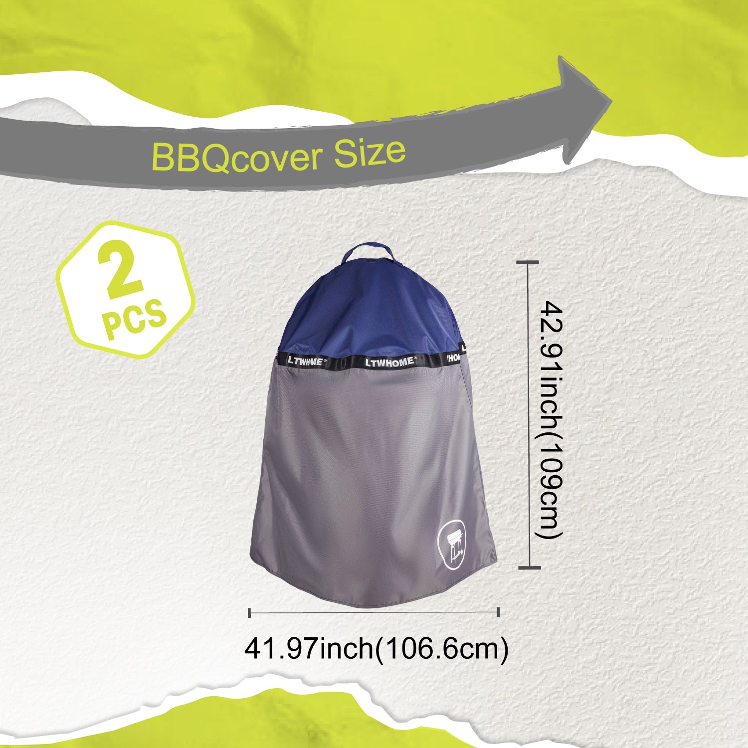 LTWHOME Premium Grill Cover Compatible for Weber 22 Inch Master-Touch Charcoal Kettle Grills, BBQ Grill Cover, Heavy Duty Waterproof Grill Covers (Pack of 2)