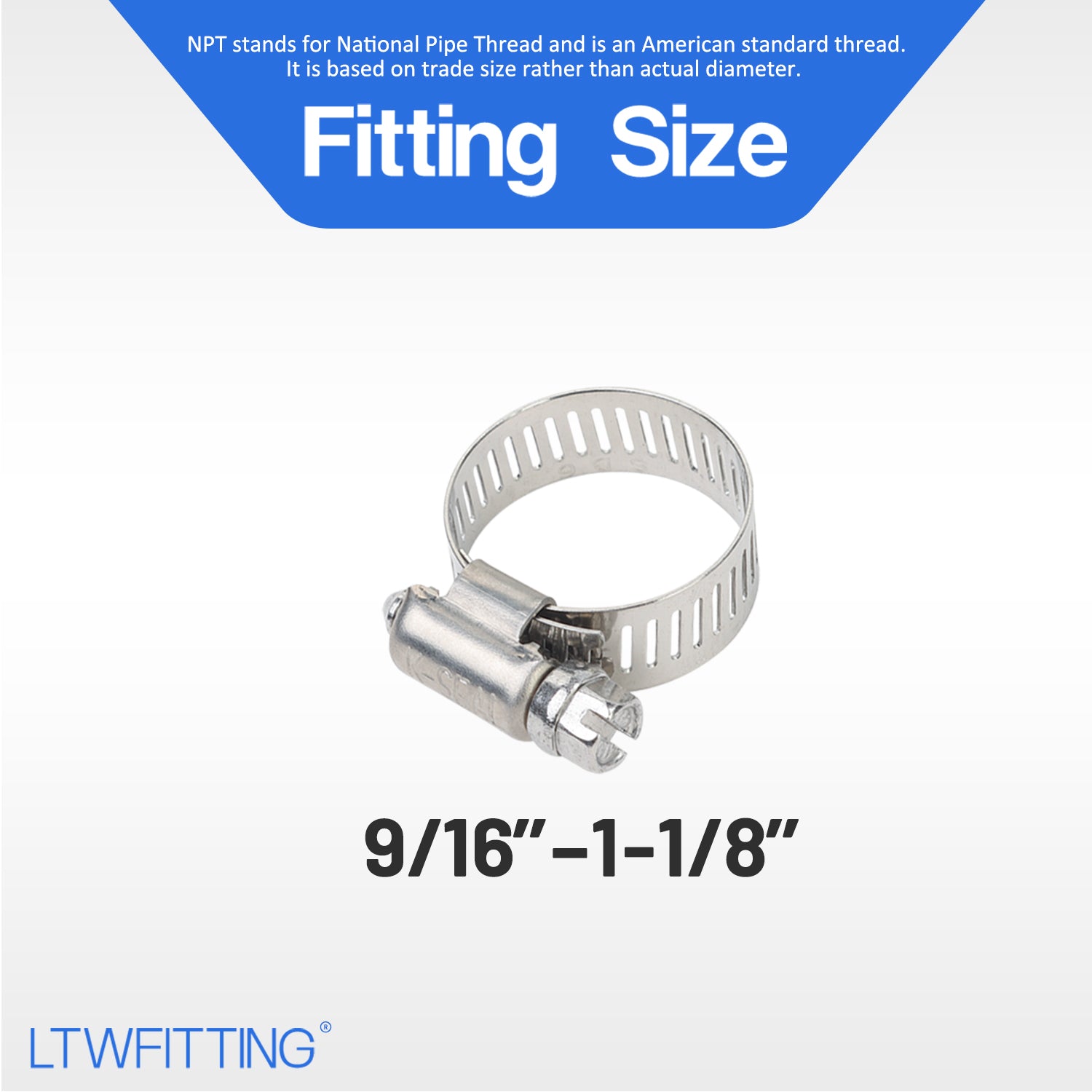 LTWFITTING  14-27mm Stainless Steel 316 Hose Clamp, Adjustable Worm Gear Clamps for Automotive Radiator Fuel Line Plumbing Intercooler and Mechanical Applications (Pack of 1500)