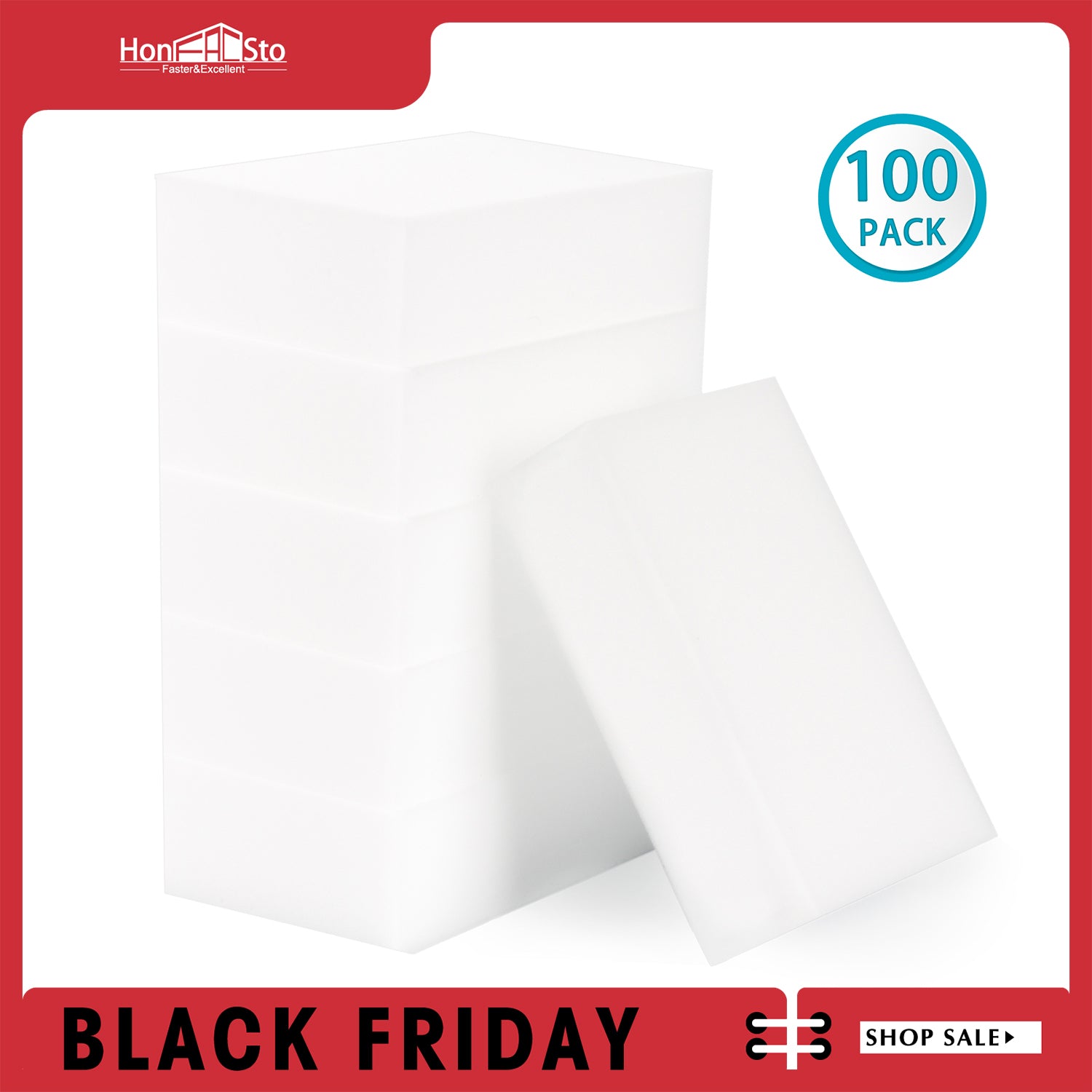 LTWHOME Bulk Pack Magic Cleaning Sponge Multi-functional Melamine Foam for Kitchen, Bathroom, Wall(Pack of 100)