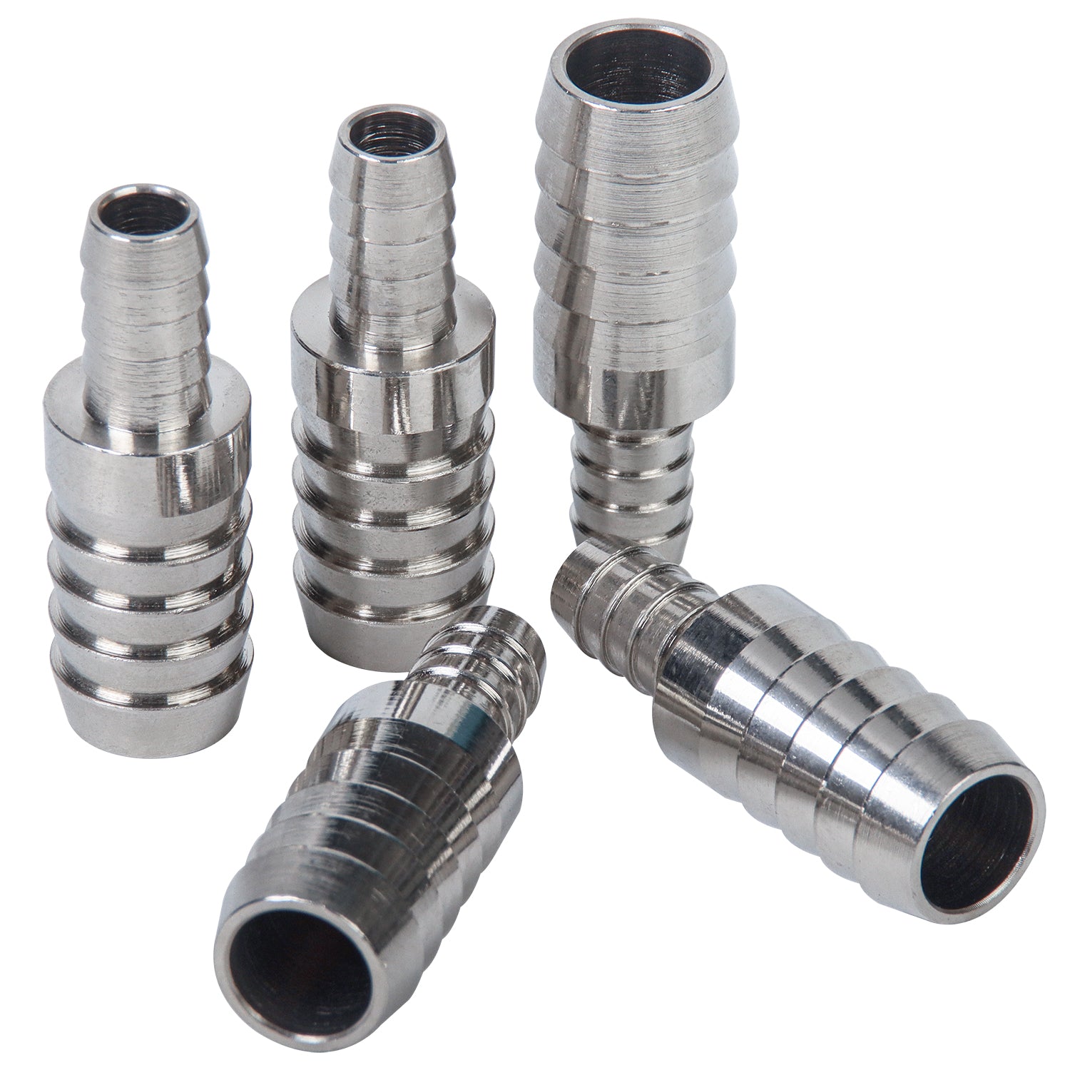 LTWFITTING Brass Barb Hose Reducing Nickel Plating Splicer Mender 3/8 Inch ID Hose x 5/8 Inch ID Hose Fitting Air Water Fuel Boat(Pack of 5)