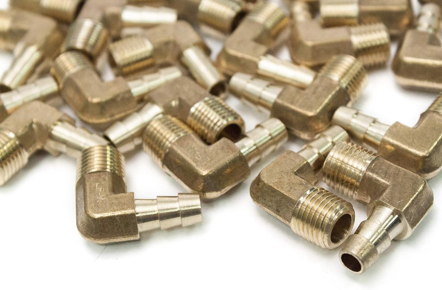 LTWFITTING 90 Degree Elbow Brass Barb Fitting 5/16 ID Hose x 1/4-Inch Male NPT Air Gas(Pack of 1000)