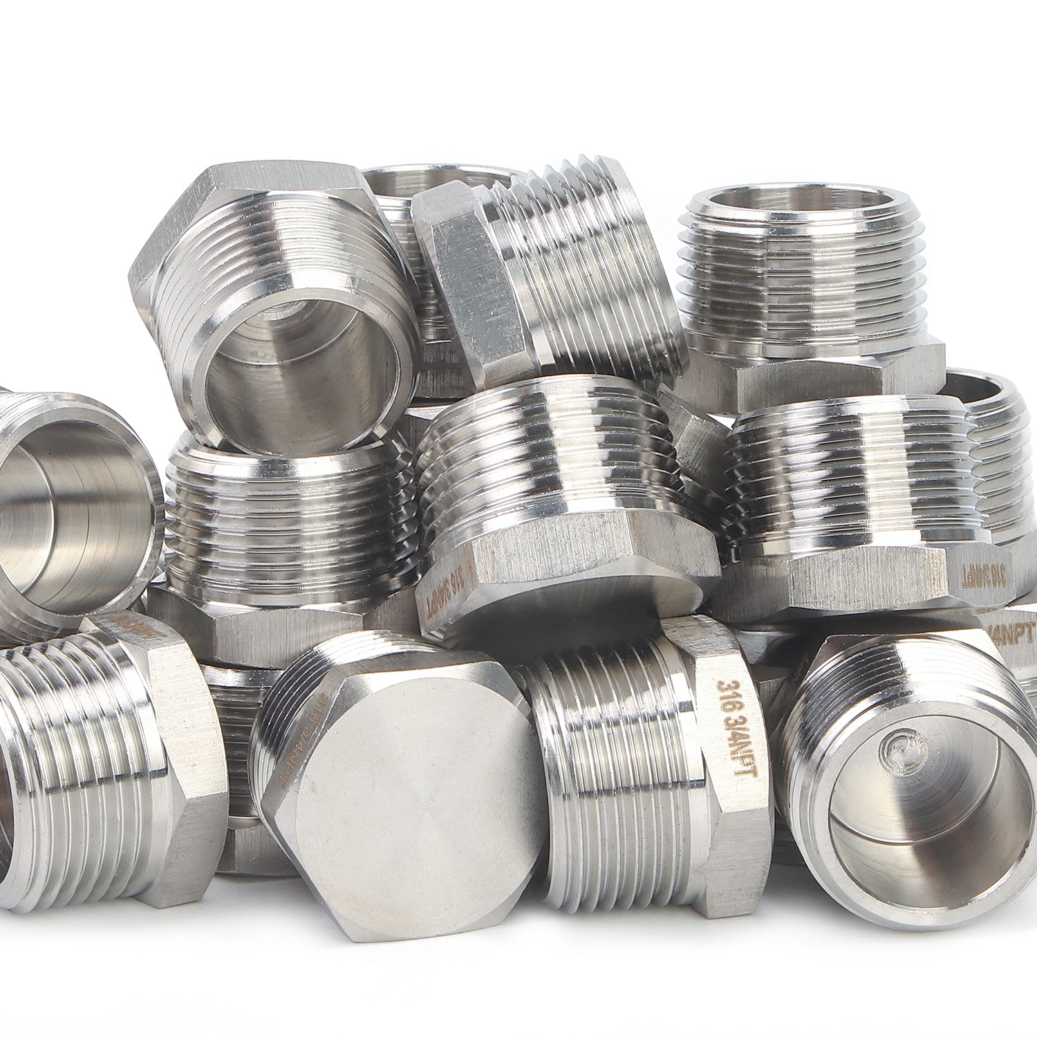 LTWFITTING Bar Production Stainless Steel 316 Pipe Hex Head Plug Fittings 3/4-Inch Male NPT Fuel Boat (Pack of 250)