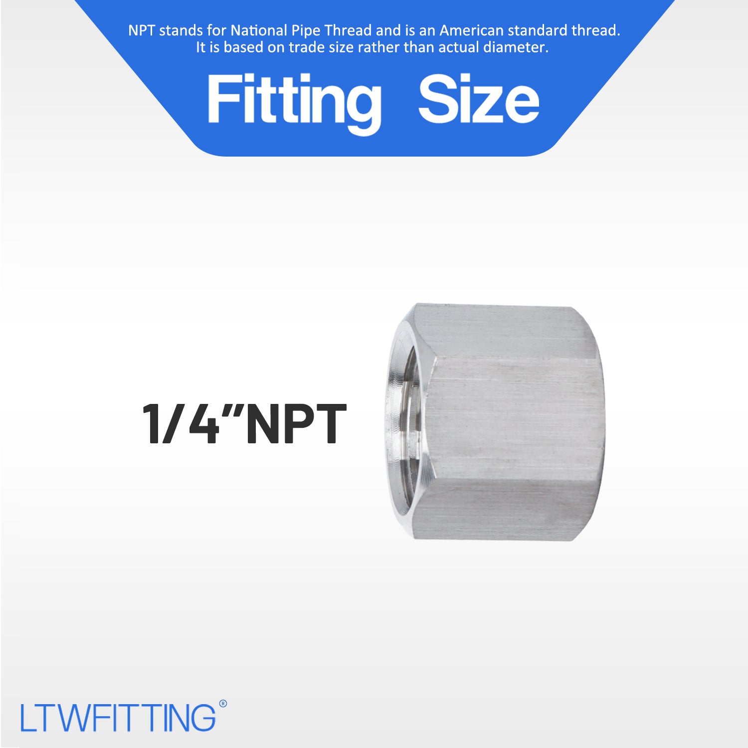 LTWFITTING Bar Production Stainless Steel 316 Pipe Cap Fittings 1/4-Inch NPT Fuel Boat (Pack of 500)