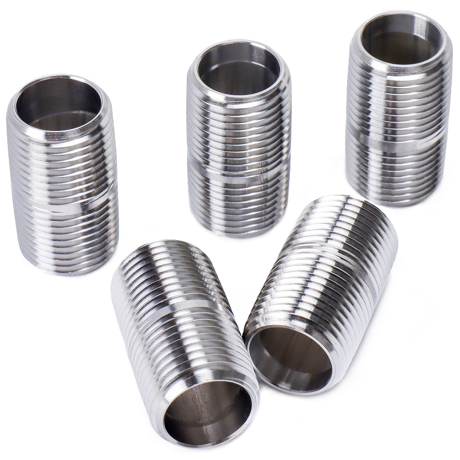 LTWFITTING Stainless Steel 316 Pipe 1-1/2 Inch Close Nipple Fitting 1/2 Inch Male NPT (Pack of  5)