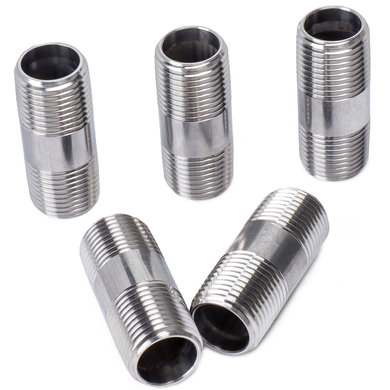 LTWFITTING Stainless Steel 316 Pipe 2 Inch Long Nipple Fitting 1/2 Inch Male NPT (Pack of 5)