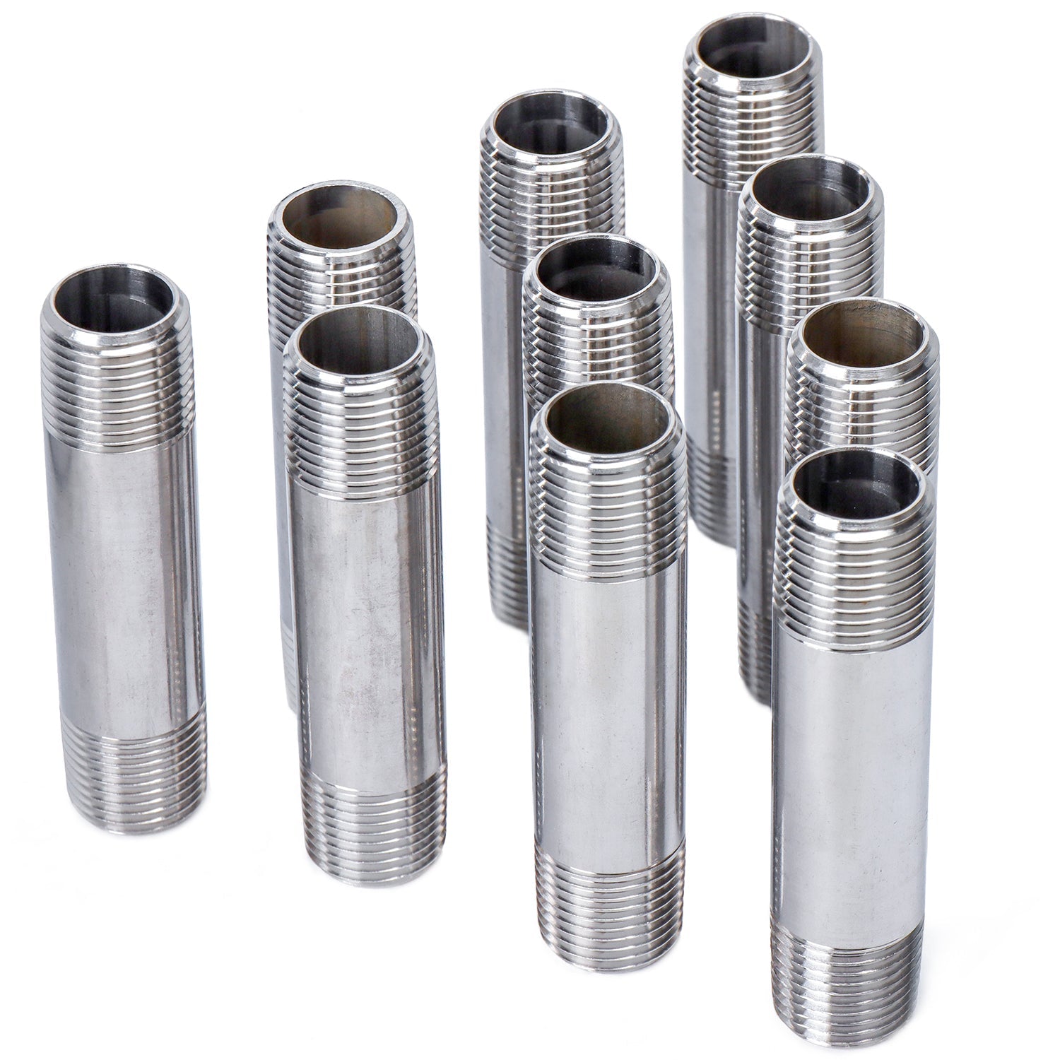LTWFITTING Stainless Steel 316 Pipe 3-1/2 Inch Long Nipple Fitting 1/2 Inch Male NPT (Pack of 10)