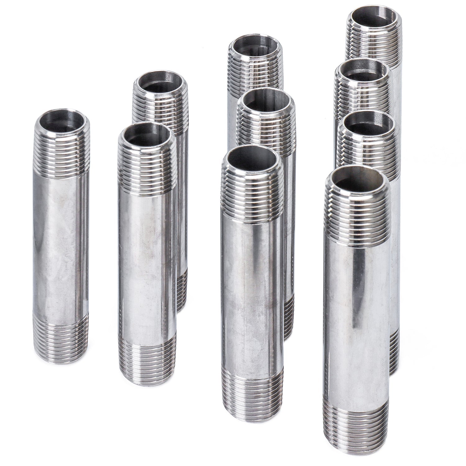 LTWFITTING Stainless Steel 316 Pipe 4 Inch Long Nipples Fitting 1/2 Inch Male NPT (Pack of 10)